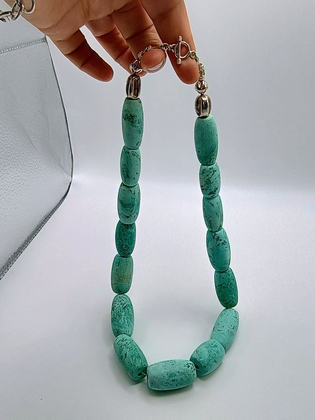 Natural Stone Choker Necklace Unisex Adjustable Handmade