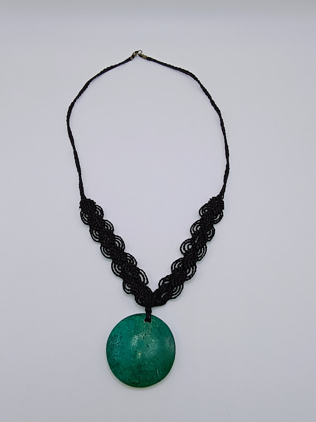 Handmade Macrame Necklace Turquoise Pendant