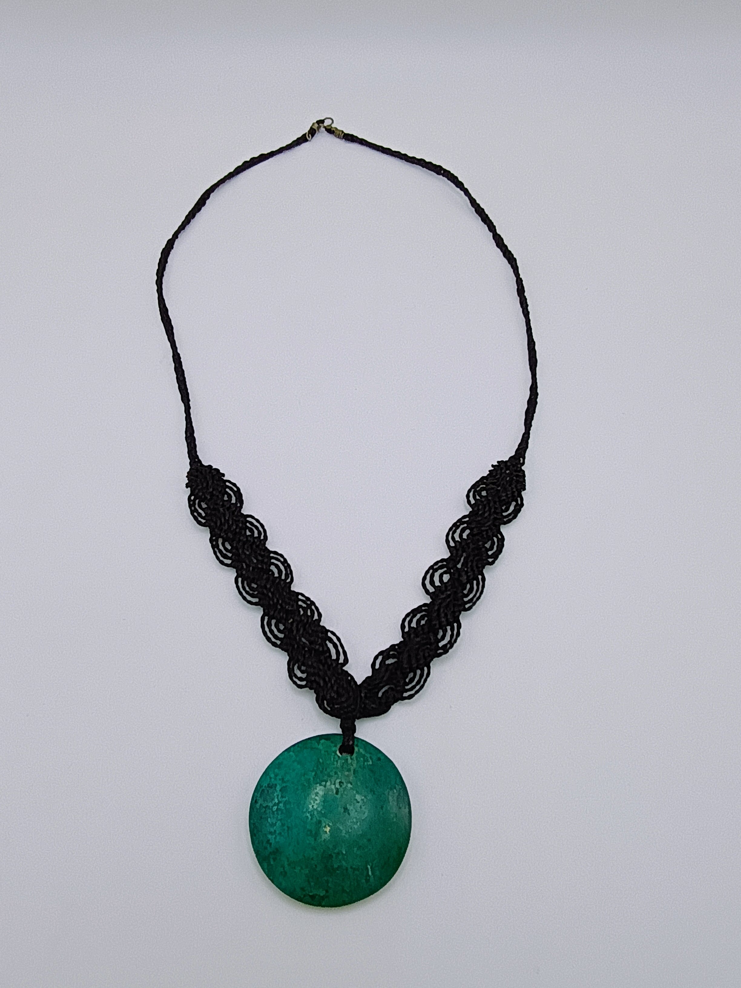 Handmade Macrame Necklace Turquoise Pendant
