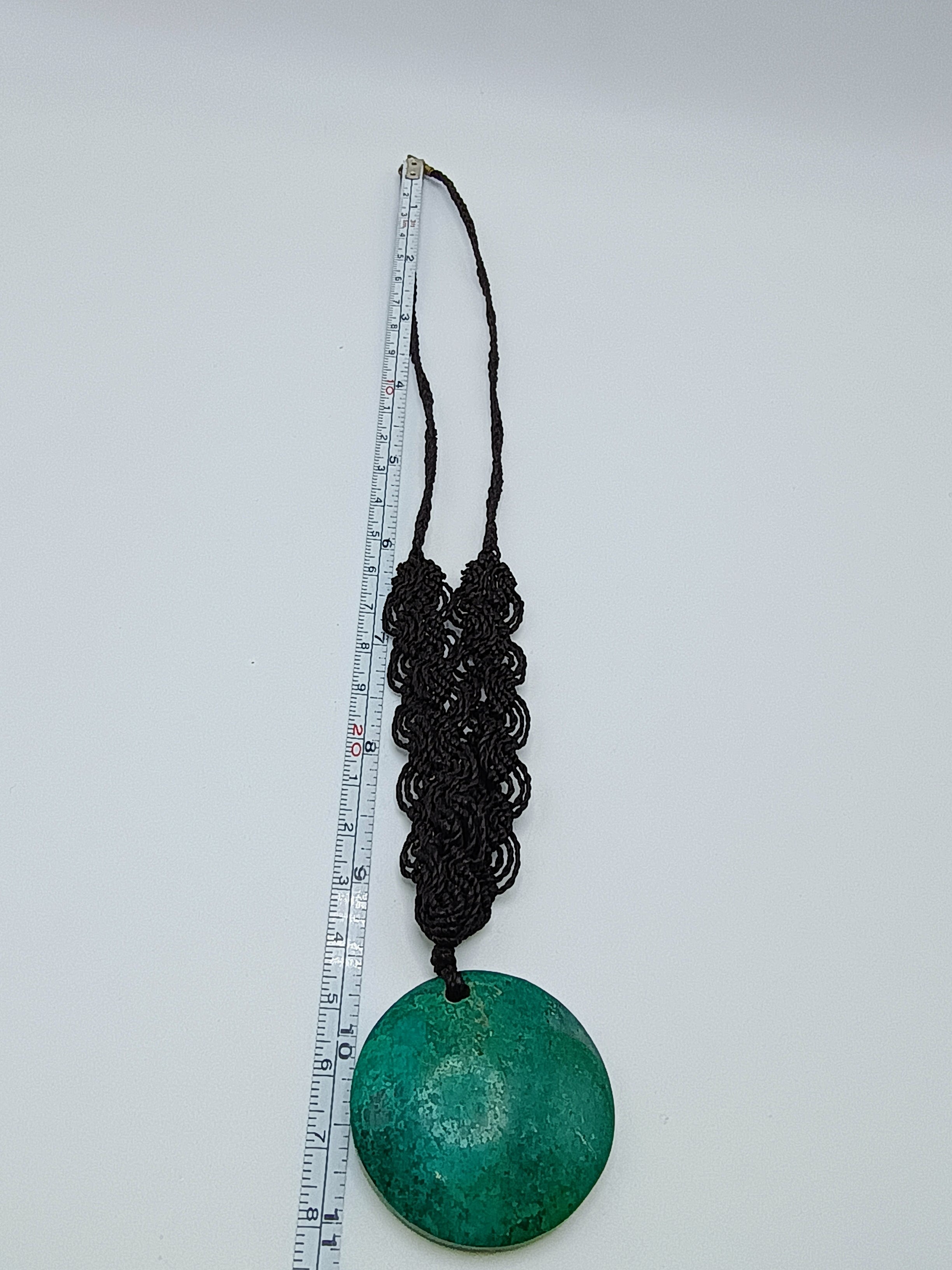 Handmade Macrame Necklace Turquoise Pendant