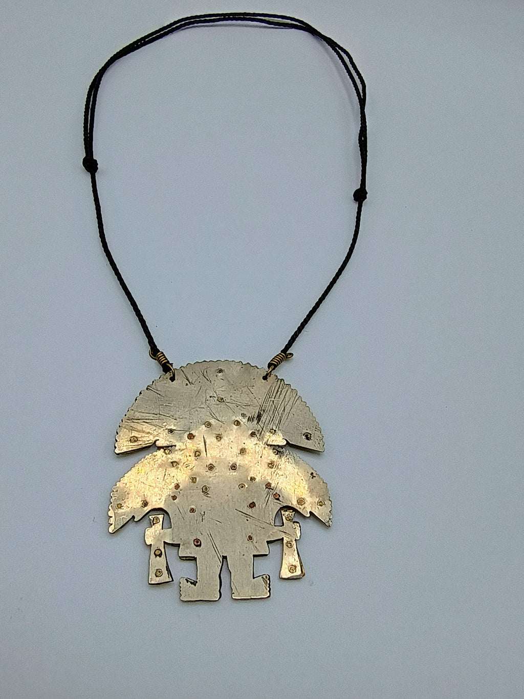 Handmade Pre-Columbian Warrior Pendant in Copper and Bronze