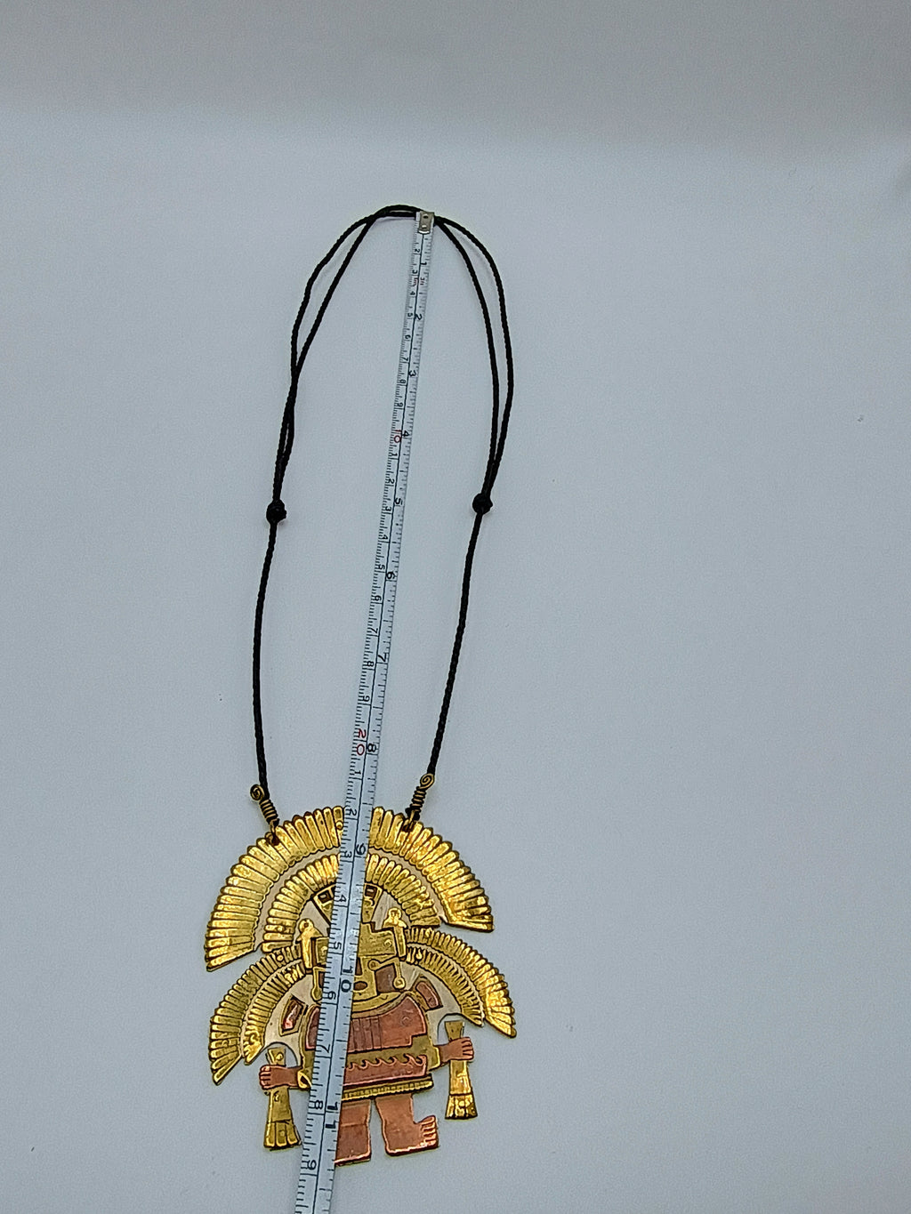 Handmade Pre-Columbian Warrior Pendant in Copper and Bronze