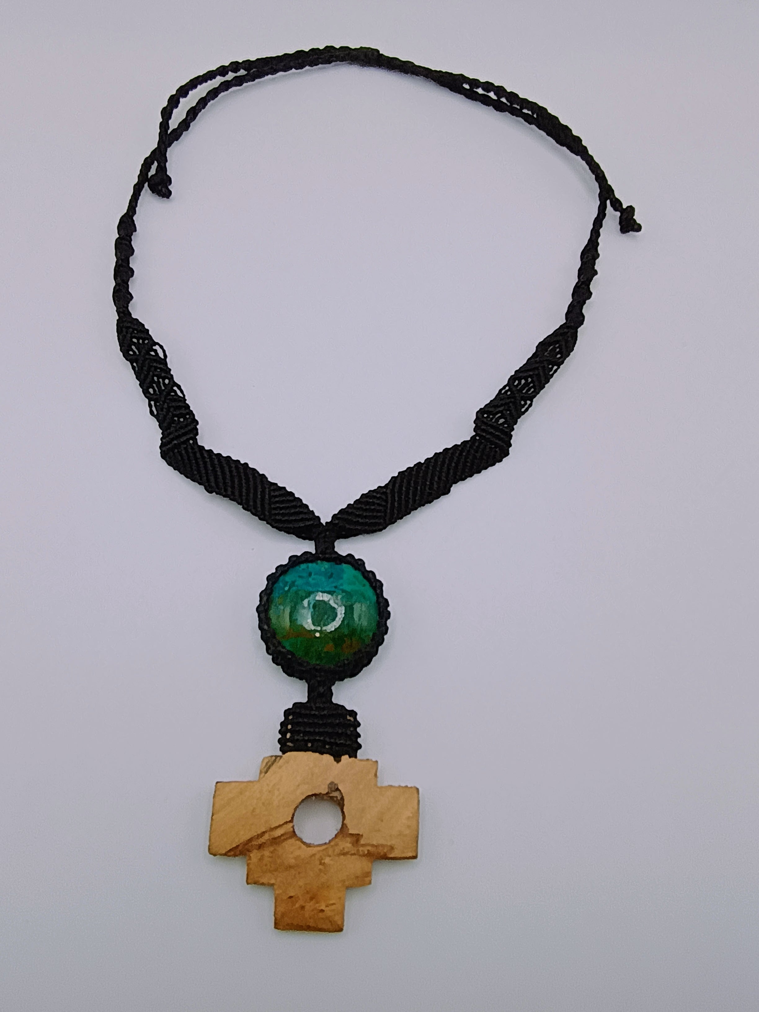 Chakana Macrame Necklace Handmade Natural Stone Chaana Inca