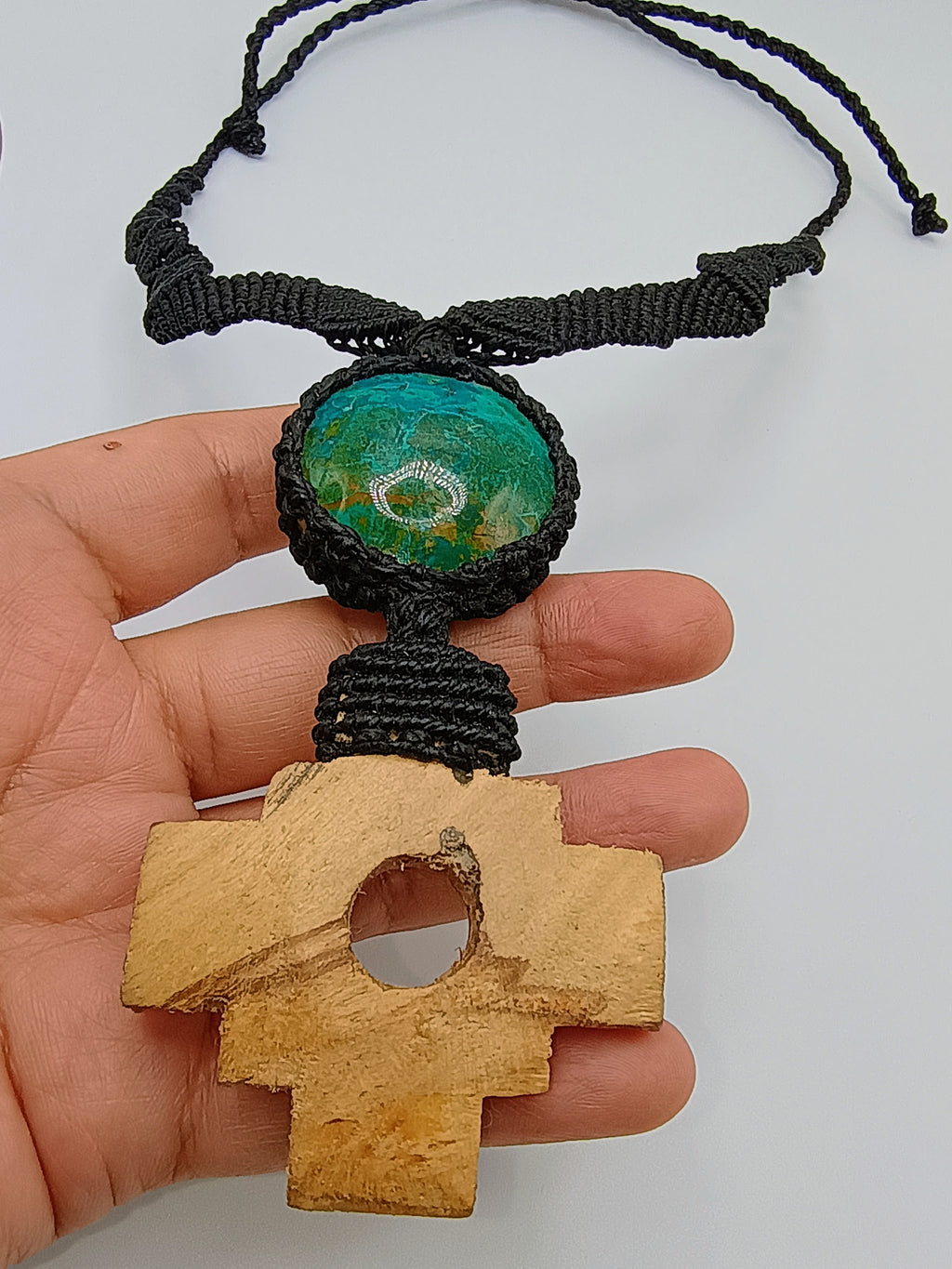 Chakana Macrame Necklace Handmade Natural Stone Chaana Inca