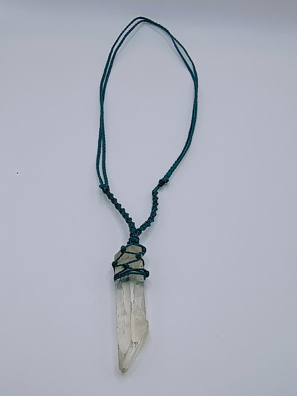Unisex Necklace Woven Macrame Thread Natural Stone Quartz Crystal