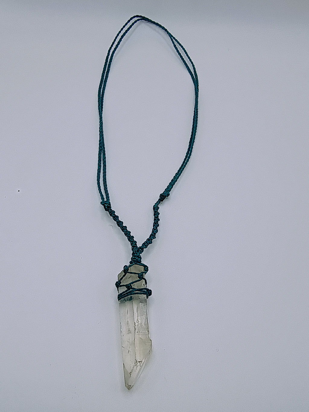 Unisex Necklace Woven Macrame Thread Natural Stone Quartz Crystal