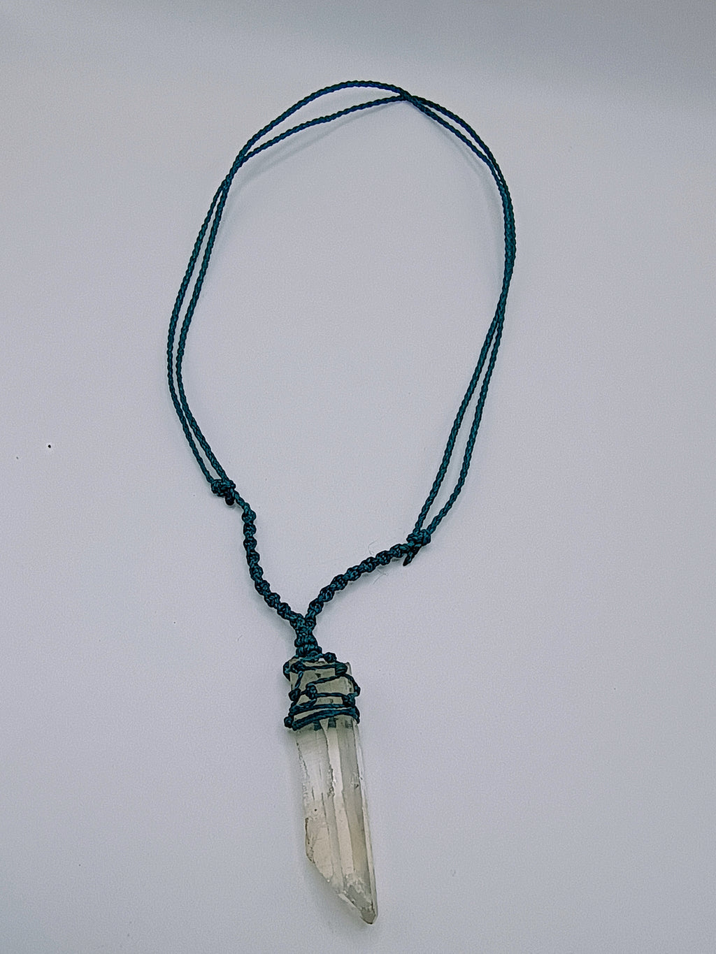 Unisex Necklace Woven Macrame Thread Natural Stone Quartz Crystal