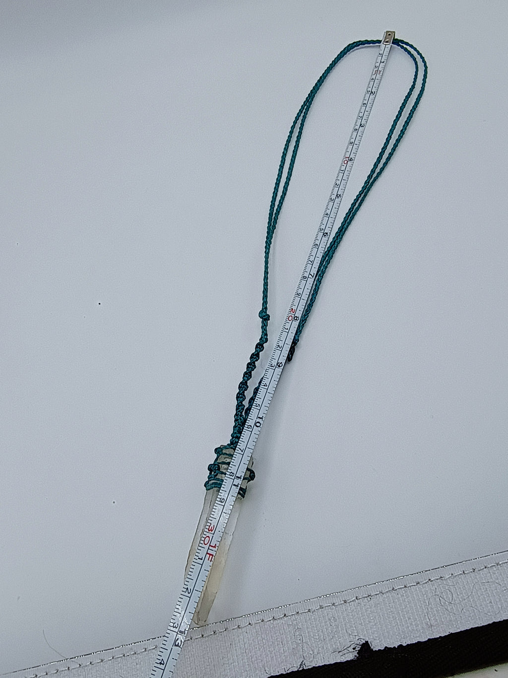 Unisex Necklace Woven Macrame Thread Natural Stone Quartz Crystal