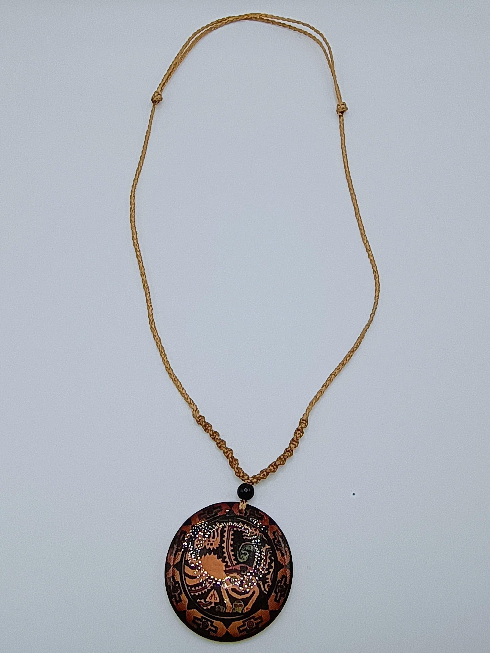 Handmade Macrame Necklace, Round Pendant, Peruvian Artisan