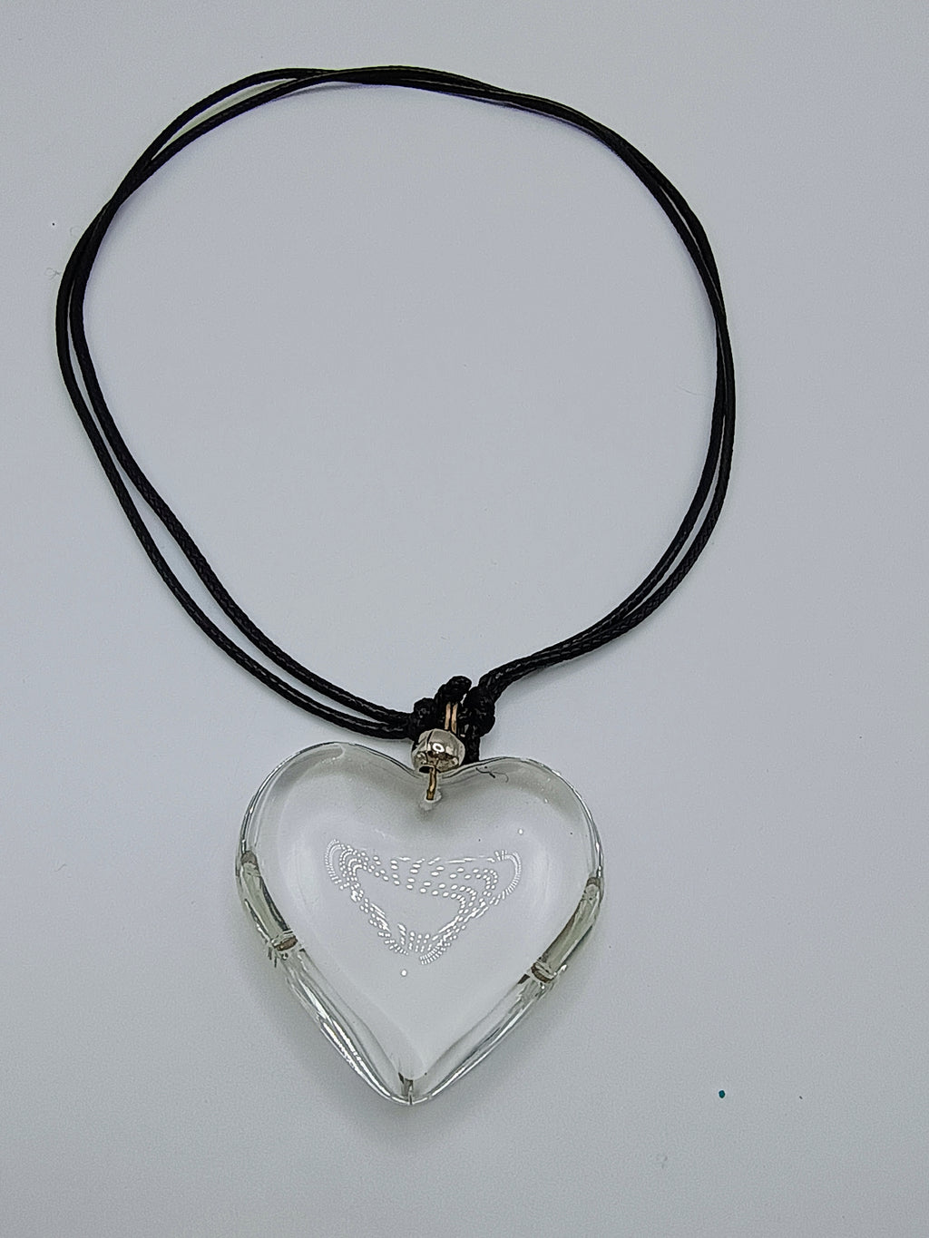Unisex Heart Necklace, Quartz Crystal, Handmade