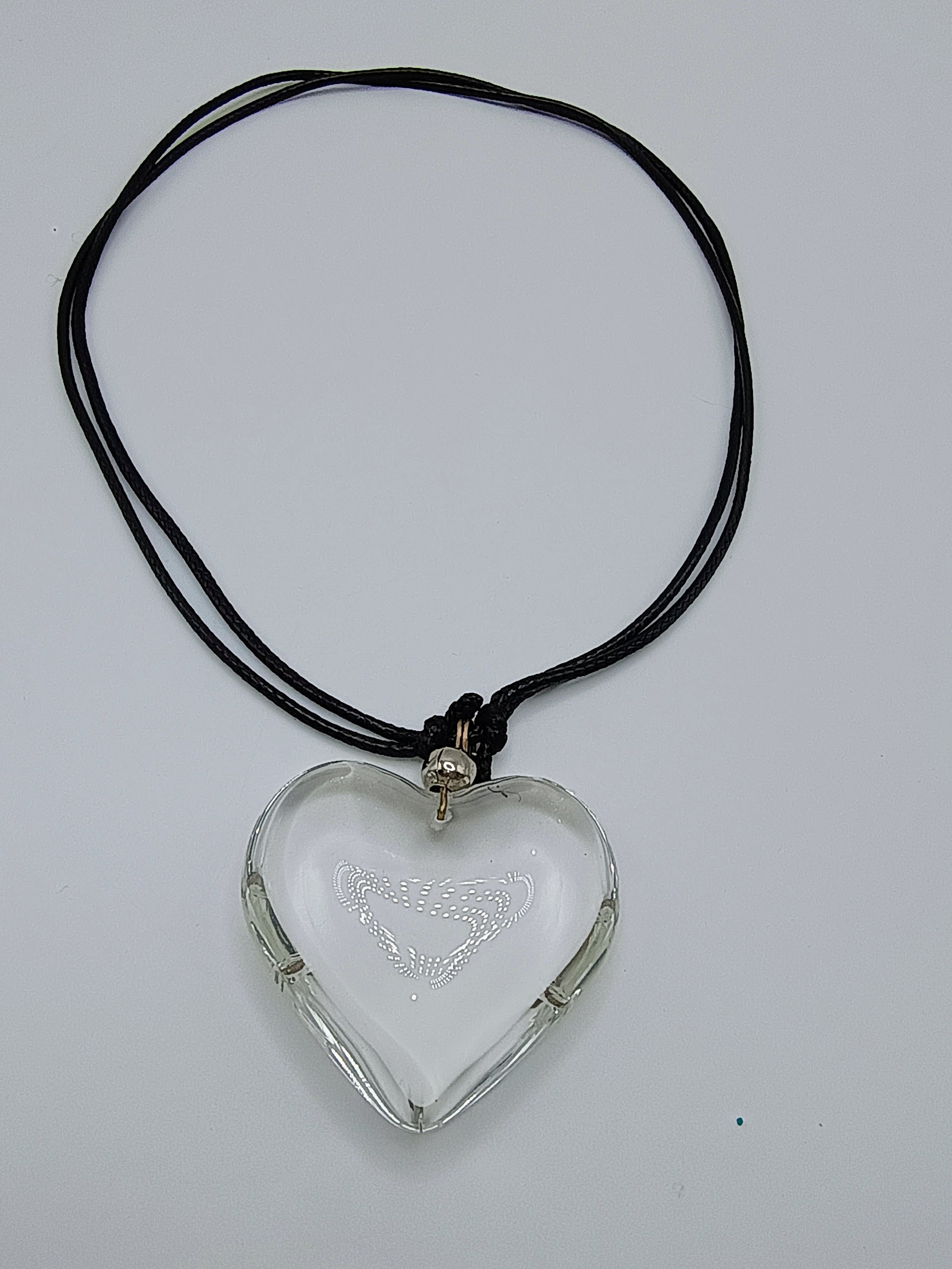 Unisex Heart Necklace, Quartz Crystal, Handmade