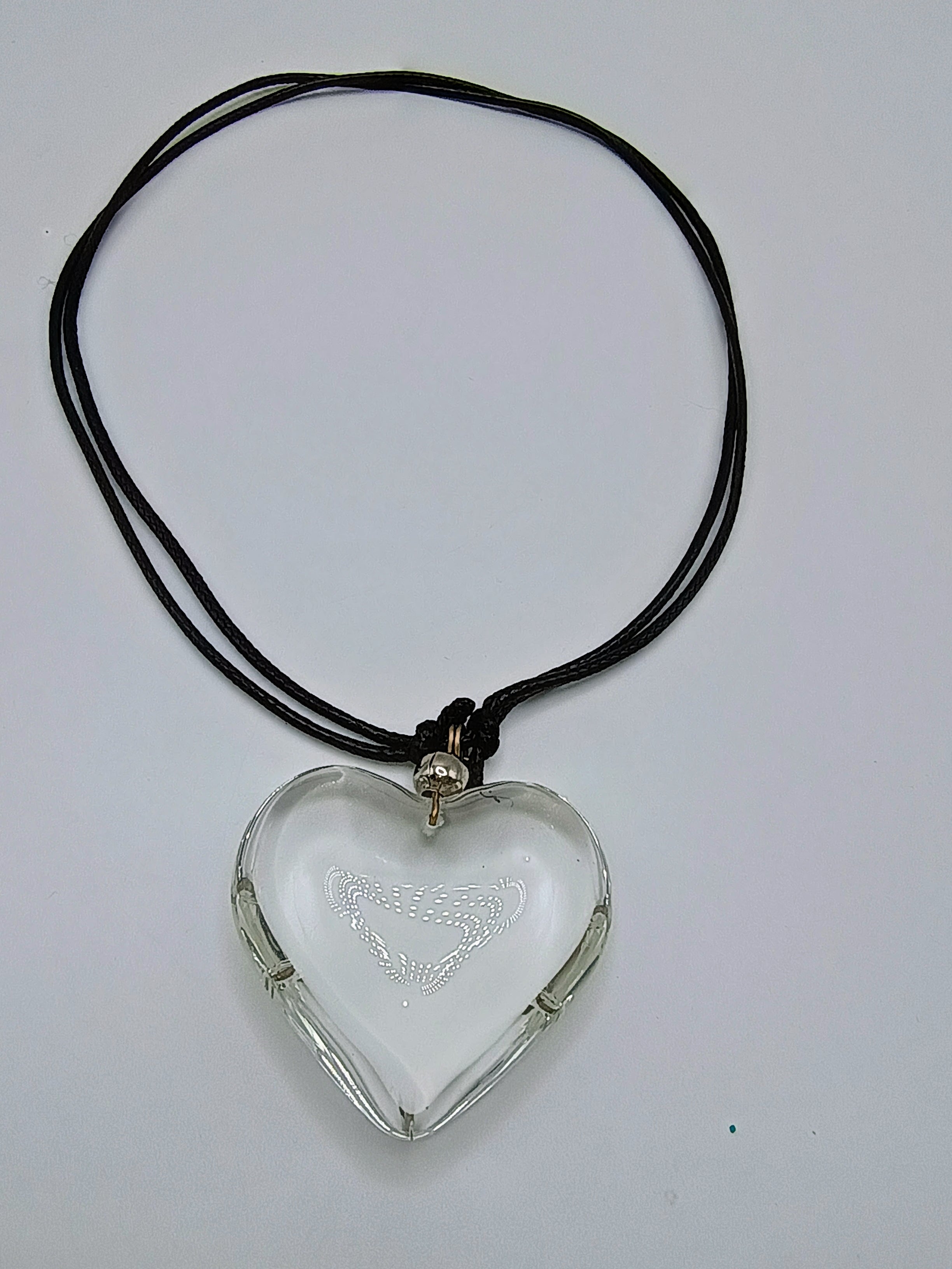 Unisex Heart Necklace, Quartz Crystal, Handmade