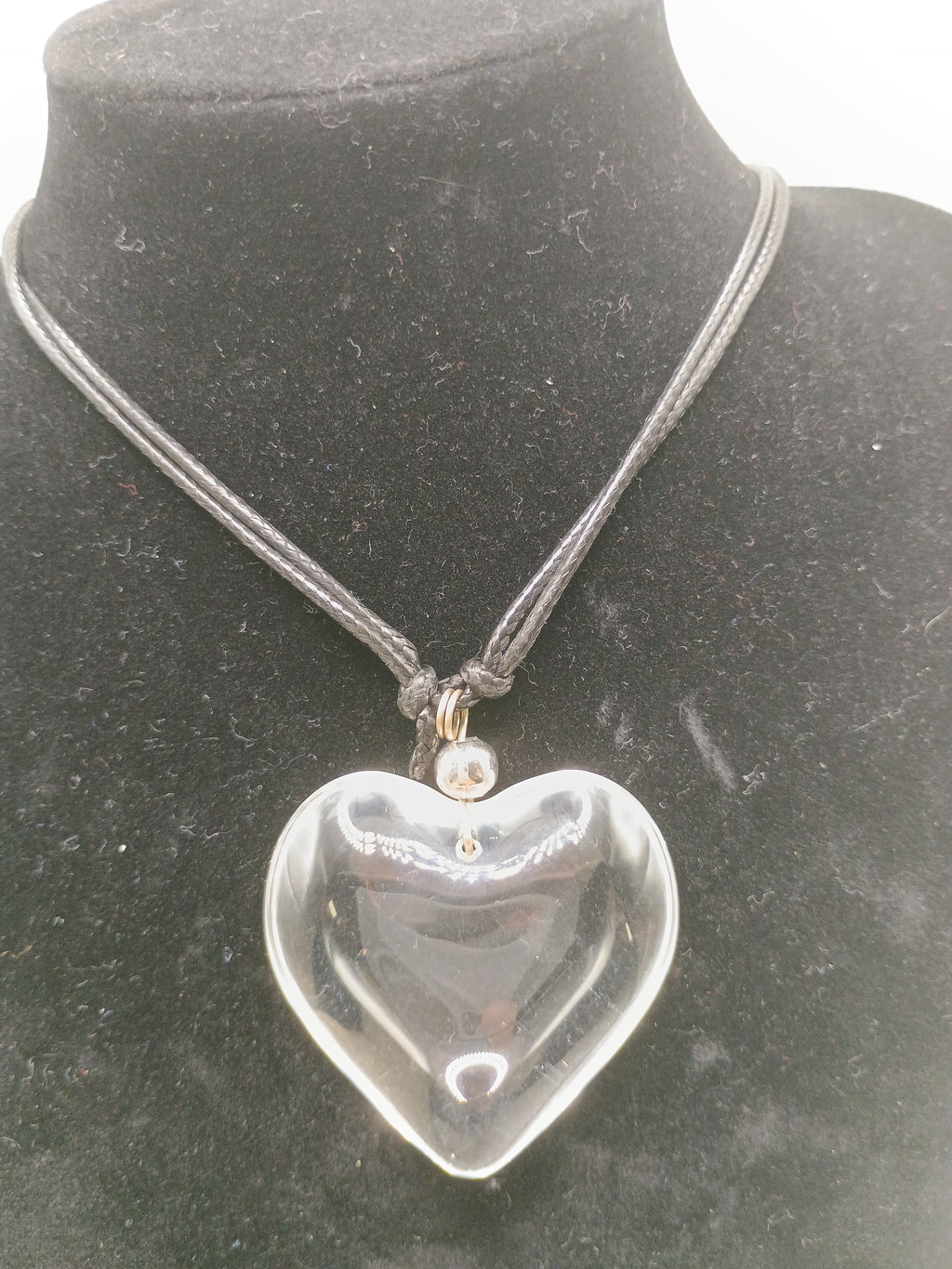 Unisex Heart Necklace, Quartz Crystal, Handmade