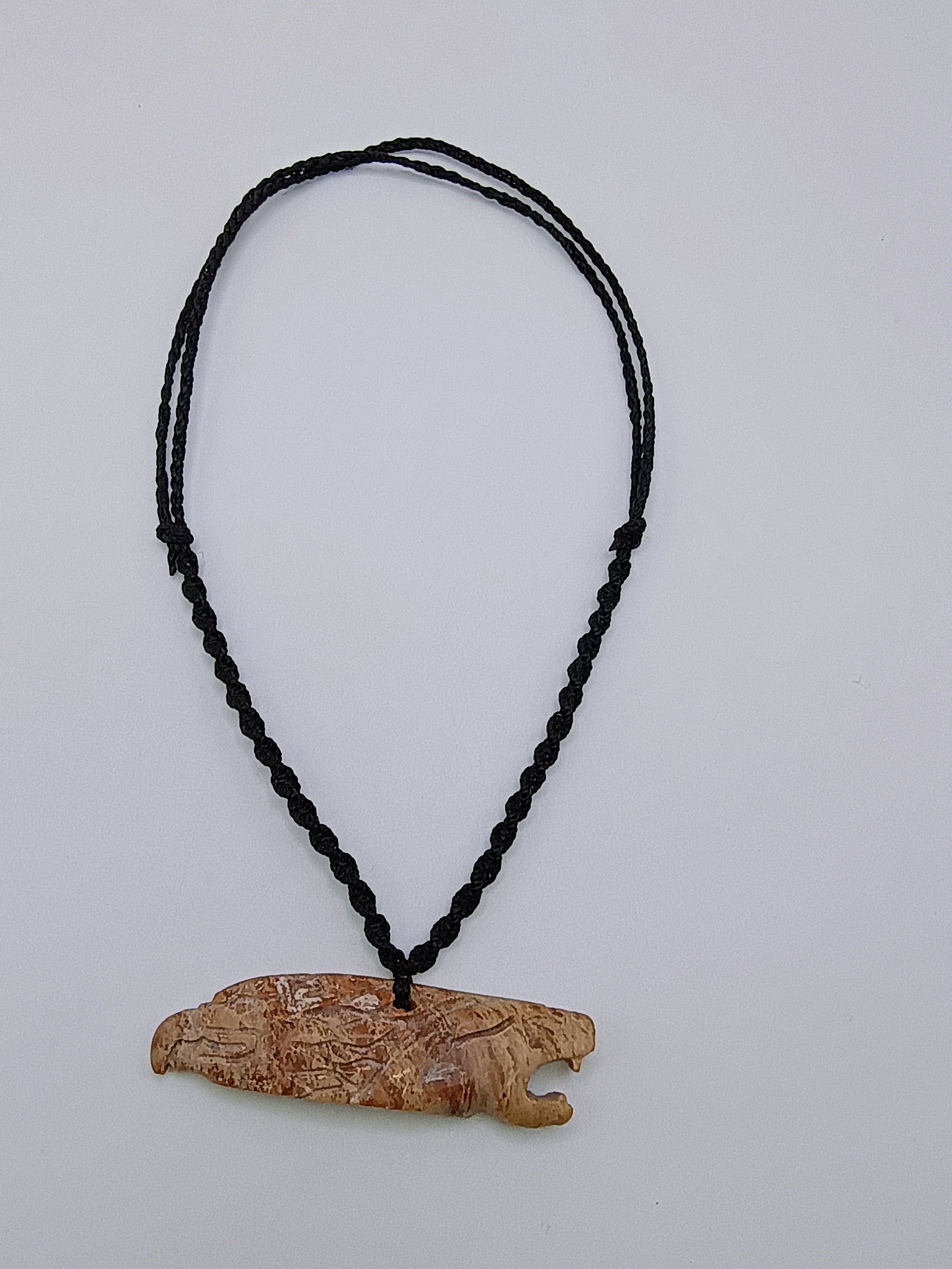 Unisex Necklace Woven Macrame Thread Natural Stone