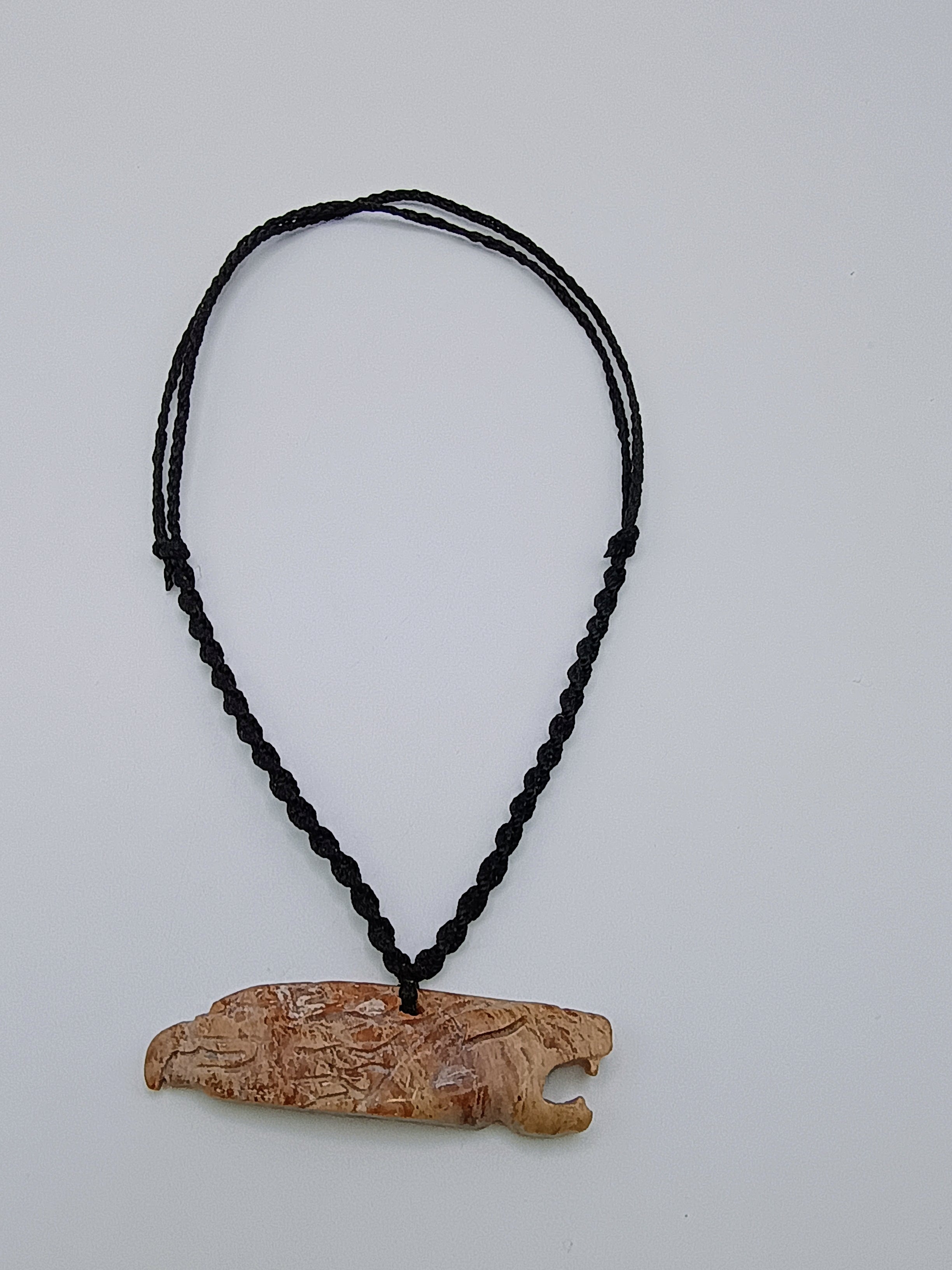 Unisex Necklace Woven Macrame Thread Natural Stone