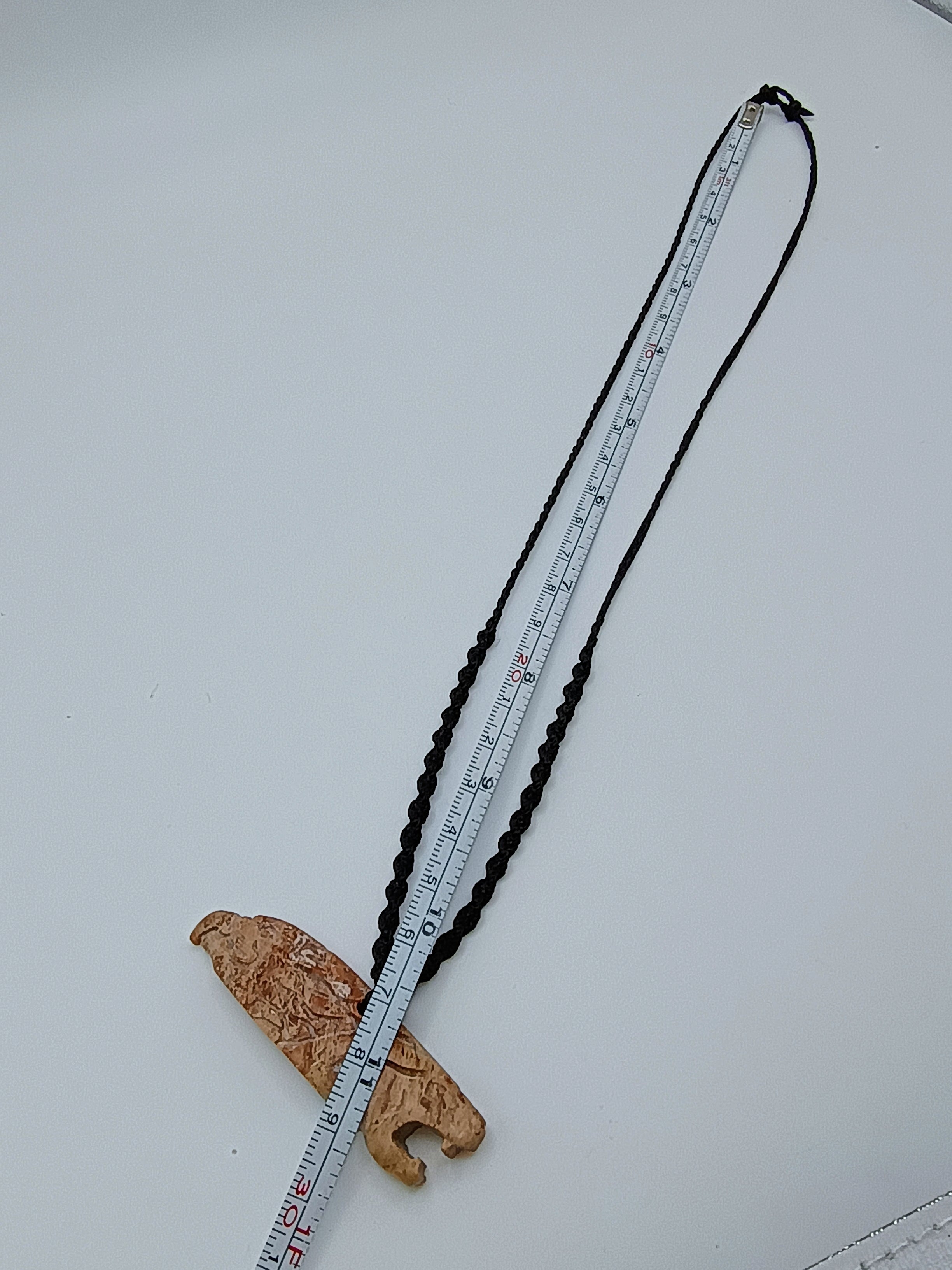 Unisex Necklace Woven Macrame Thread Natural Stone