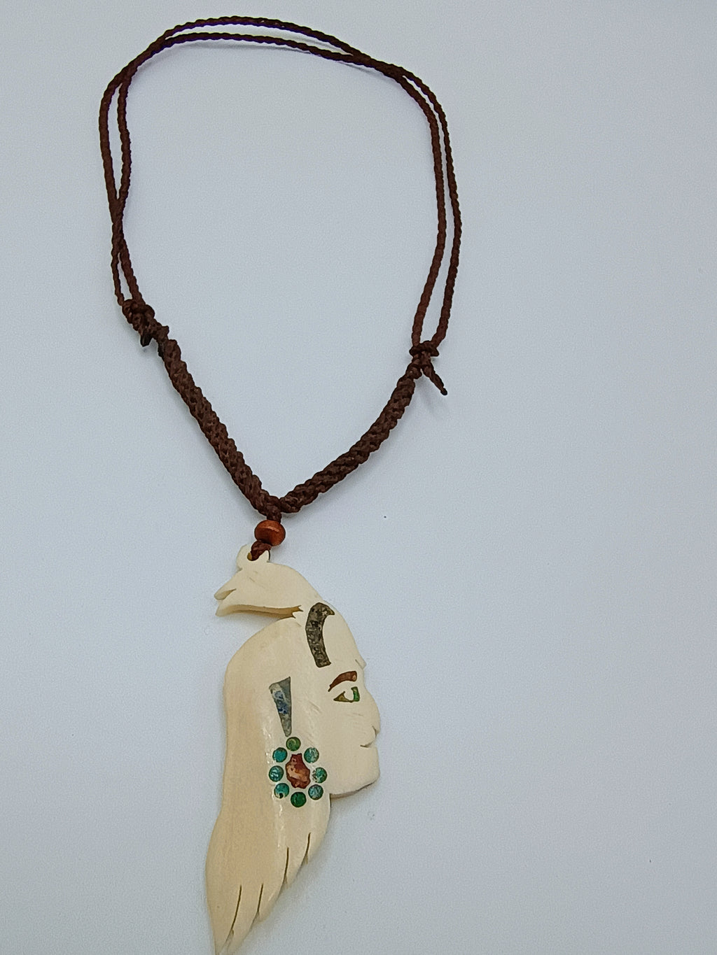 Hand-Carved Pendant Necklace, Handmade Macrame Jewelry