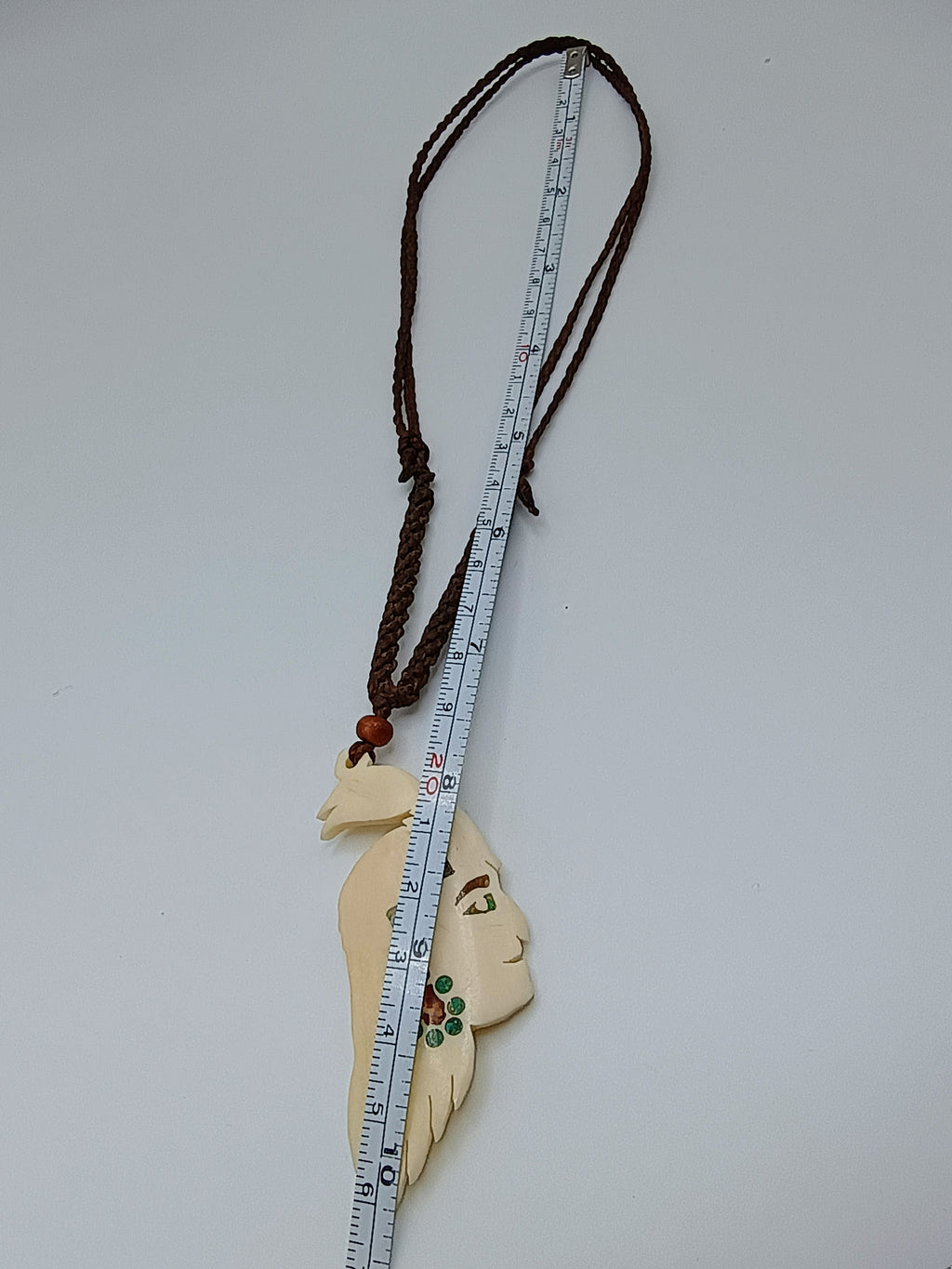 Hand-Carved Pendant Necklace, Handmade Macrame Jewelry