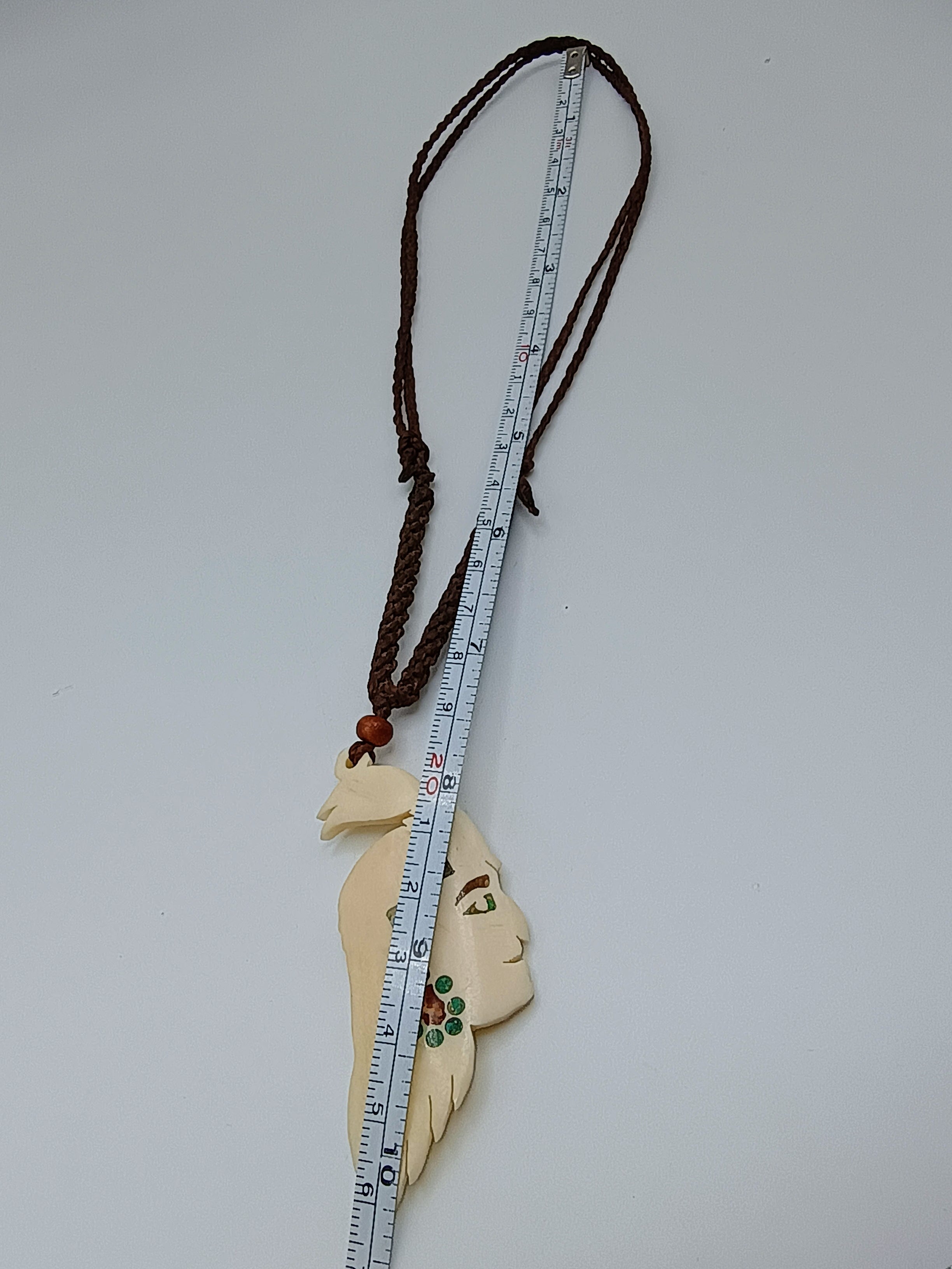 Hand-Carved Pendant Necklace, Handmade Macrame Jewelry