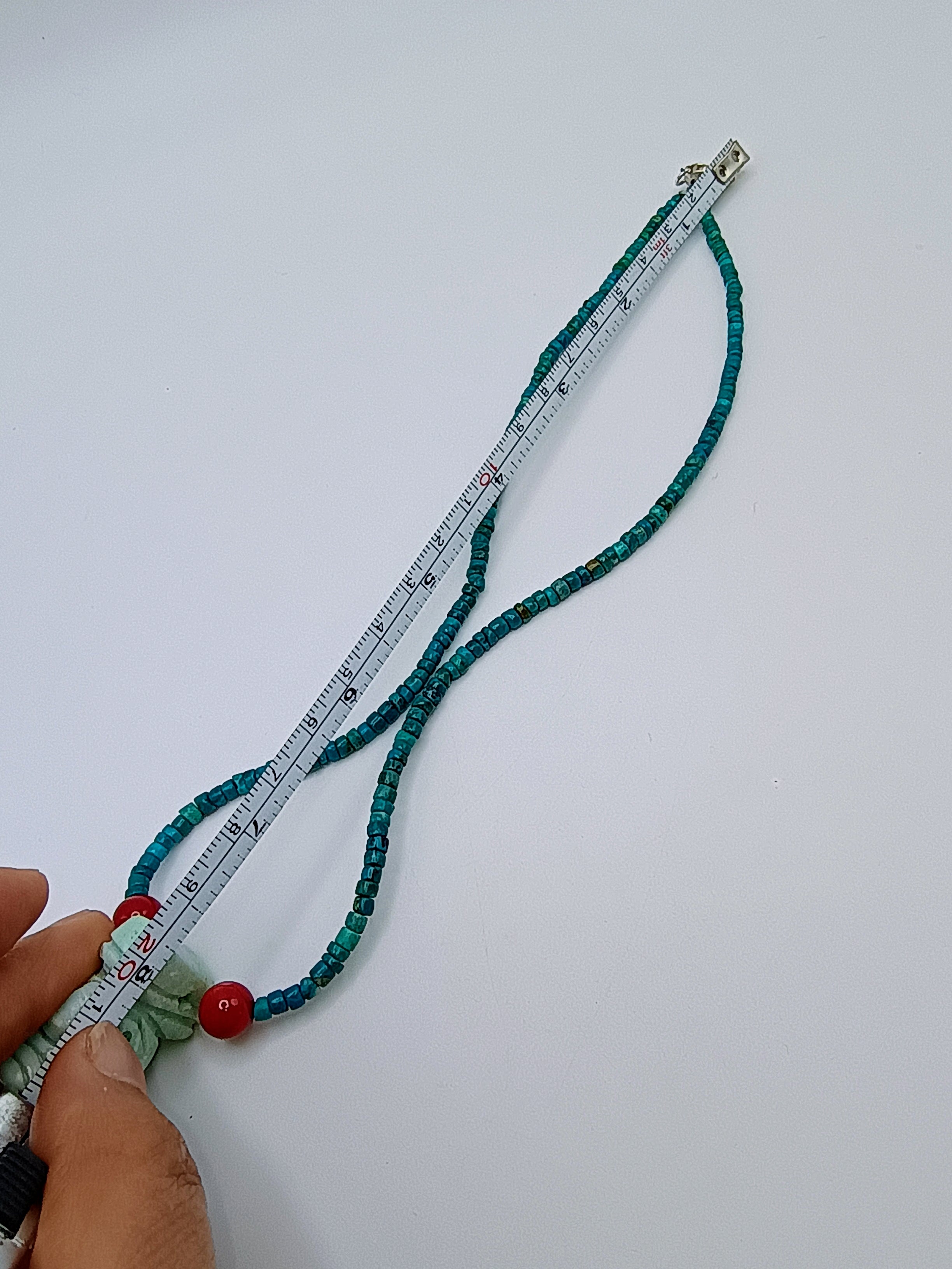 Hand-carved Ancestral Idol Necklace with Natural Stone Beads and Pre-Incan Culture