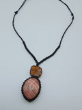 Handmade Natural Stone Necklace, Ayahuasca Flower, Adjustable Macrame Cord