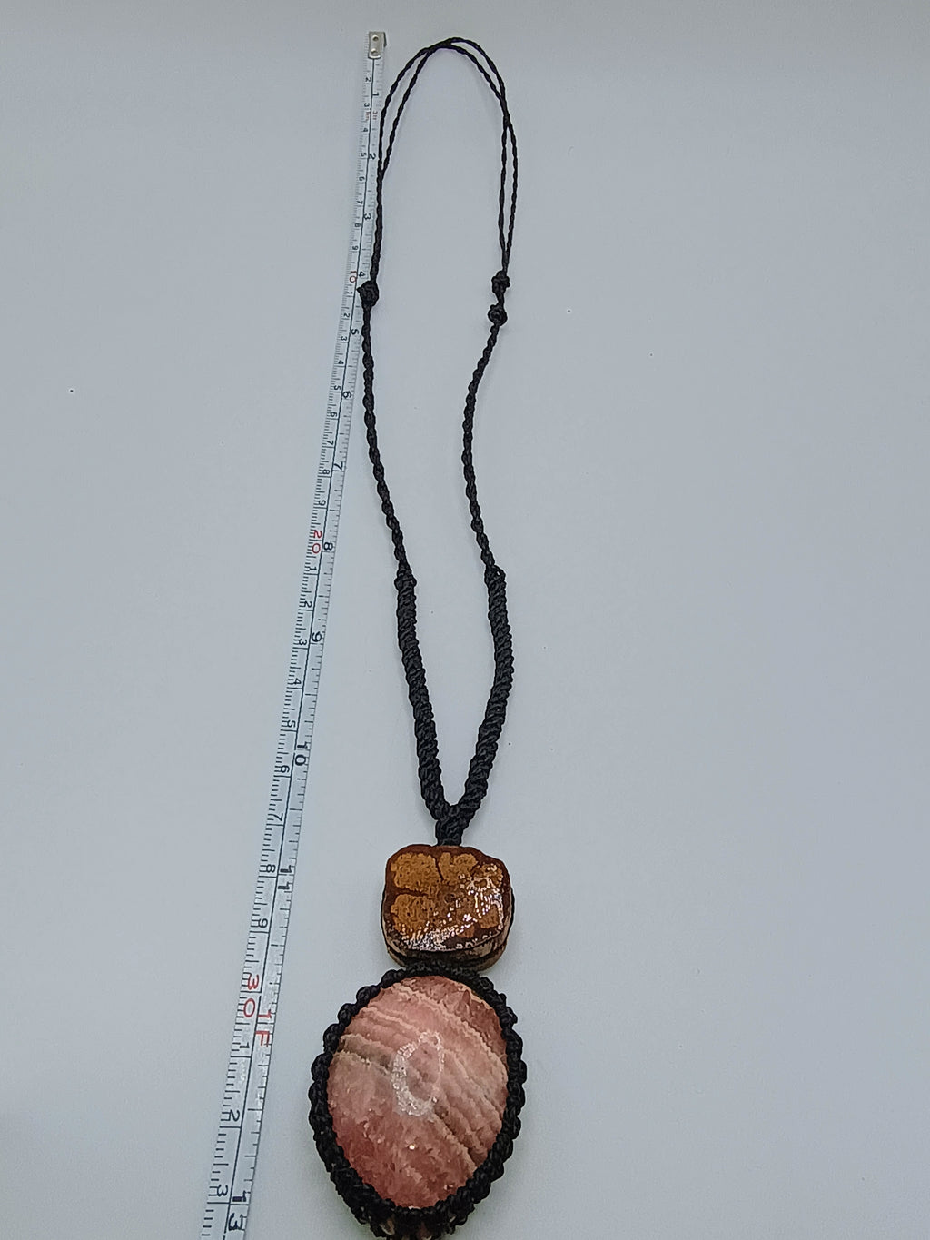 Handmade Natural Stone Necklace, Ayahuasca Flower, Adjustable Macrame Cord