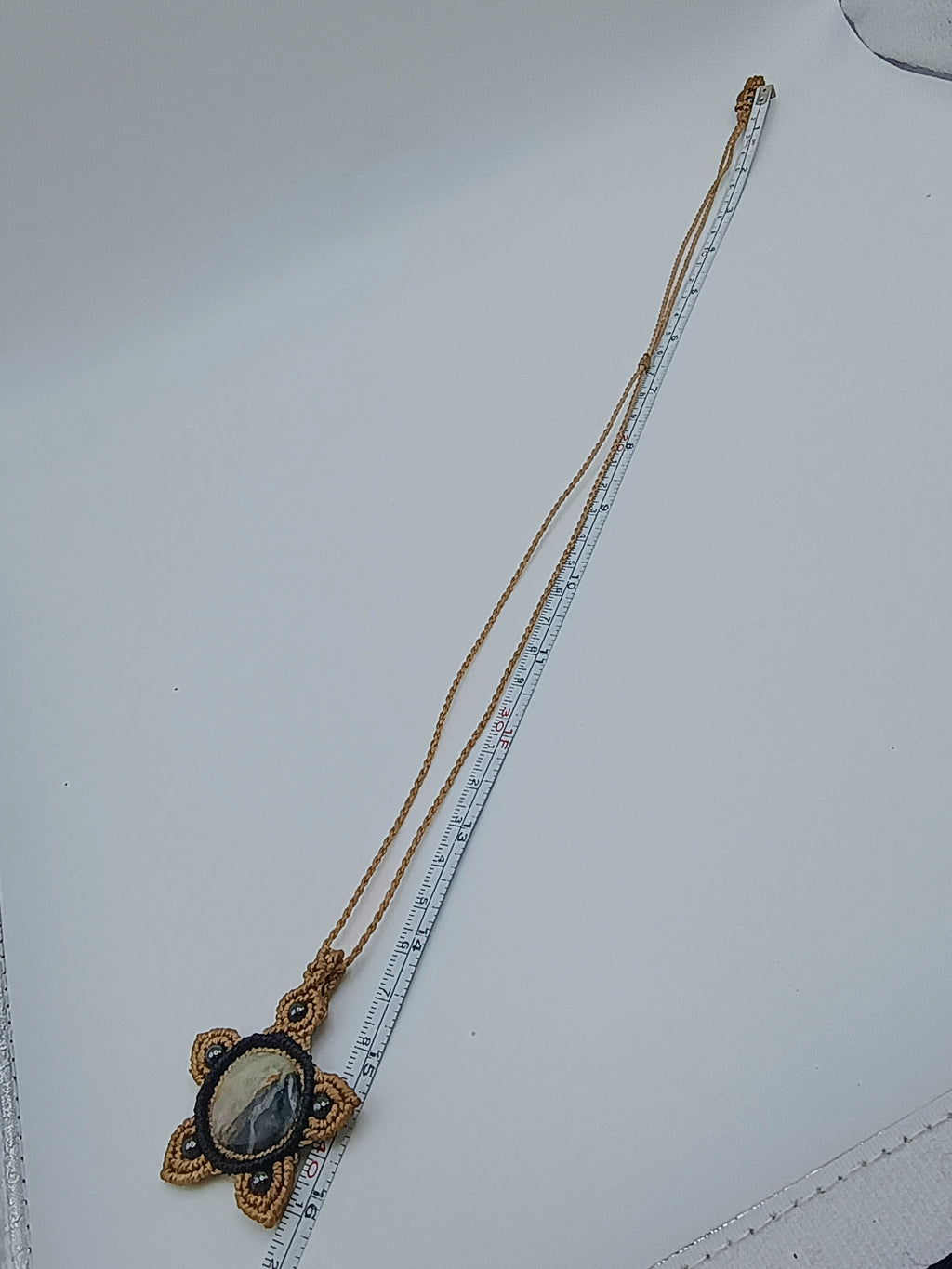 Handmade Macrame Star Necklace with Natural Stone, Peruvian Craftsmanship