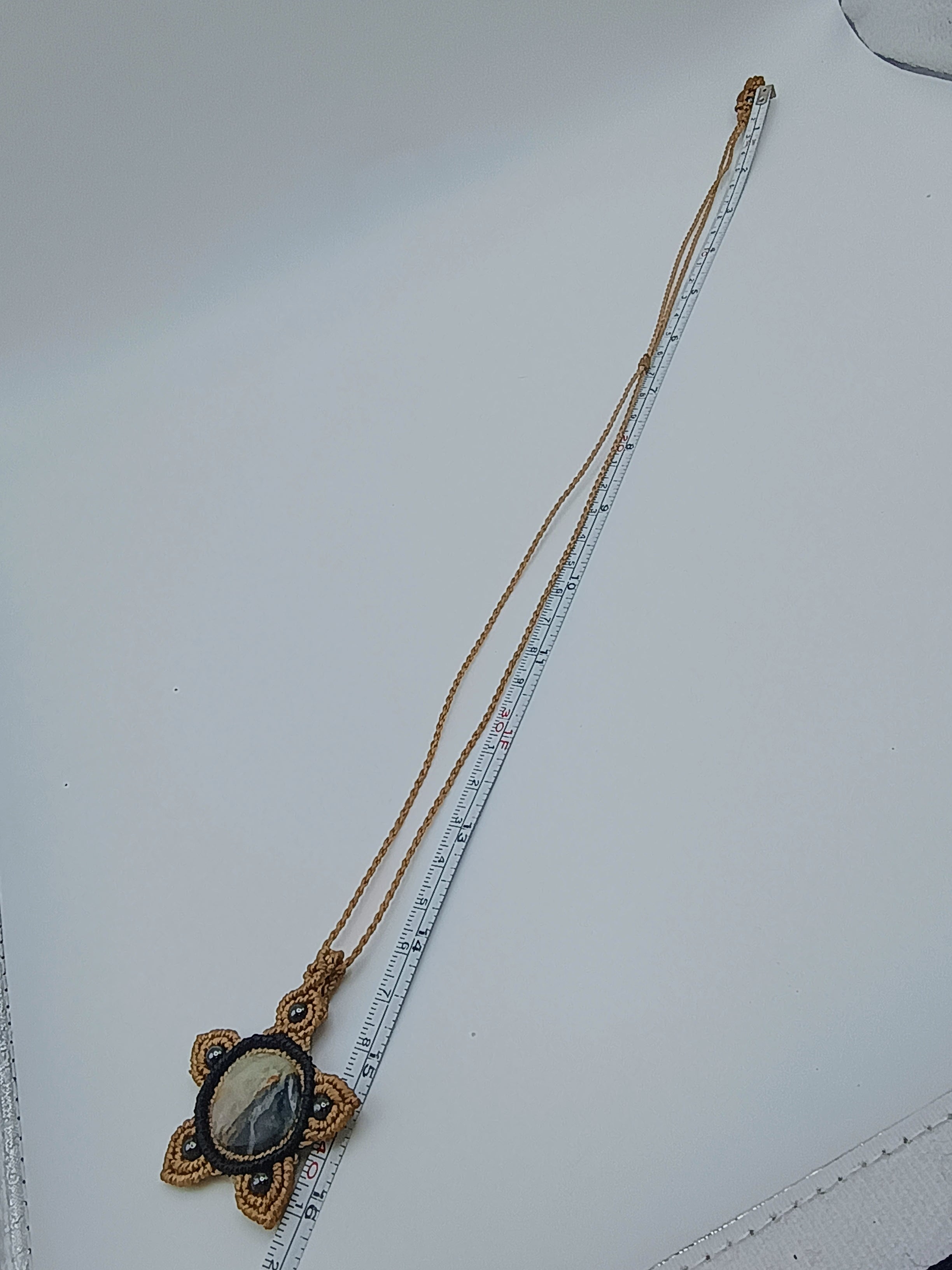 Handmade Macrame Star Necklace with Natural Stone, Peruvian Craftsmanship