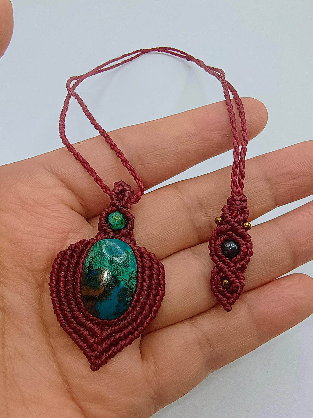 Handmade Macrame Necklace with Natural Stone, Unique