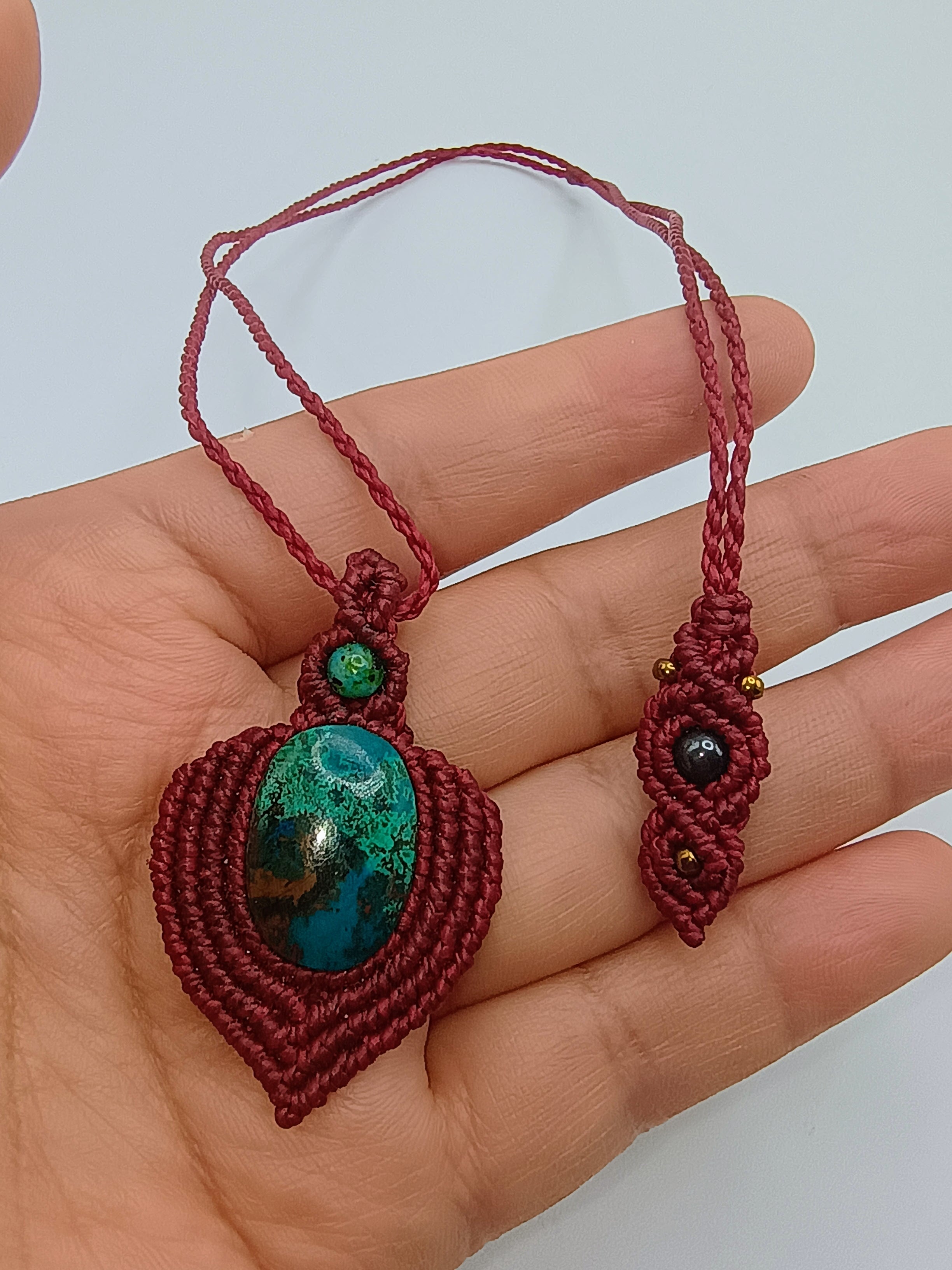 Handmade Macrame Necklace with Natural Stone, Unique