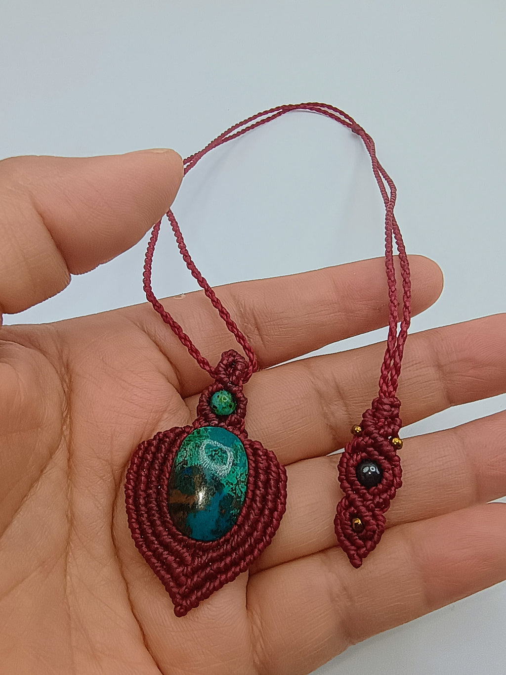Handmade Macrame Necklace with Natural Stone, Unique