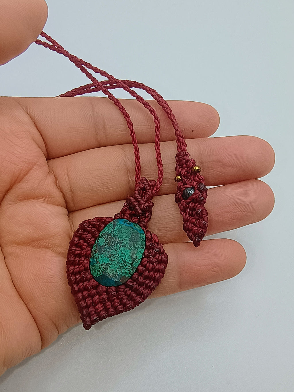 Handmade Macrame Necklace with Natural Stone, Unique