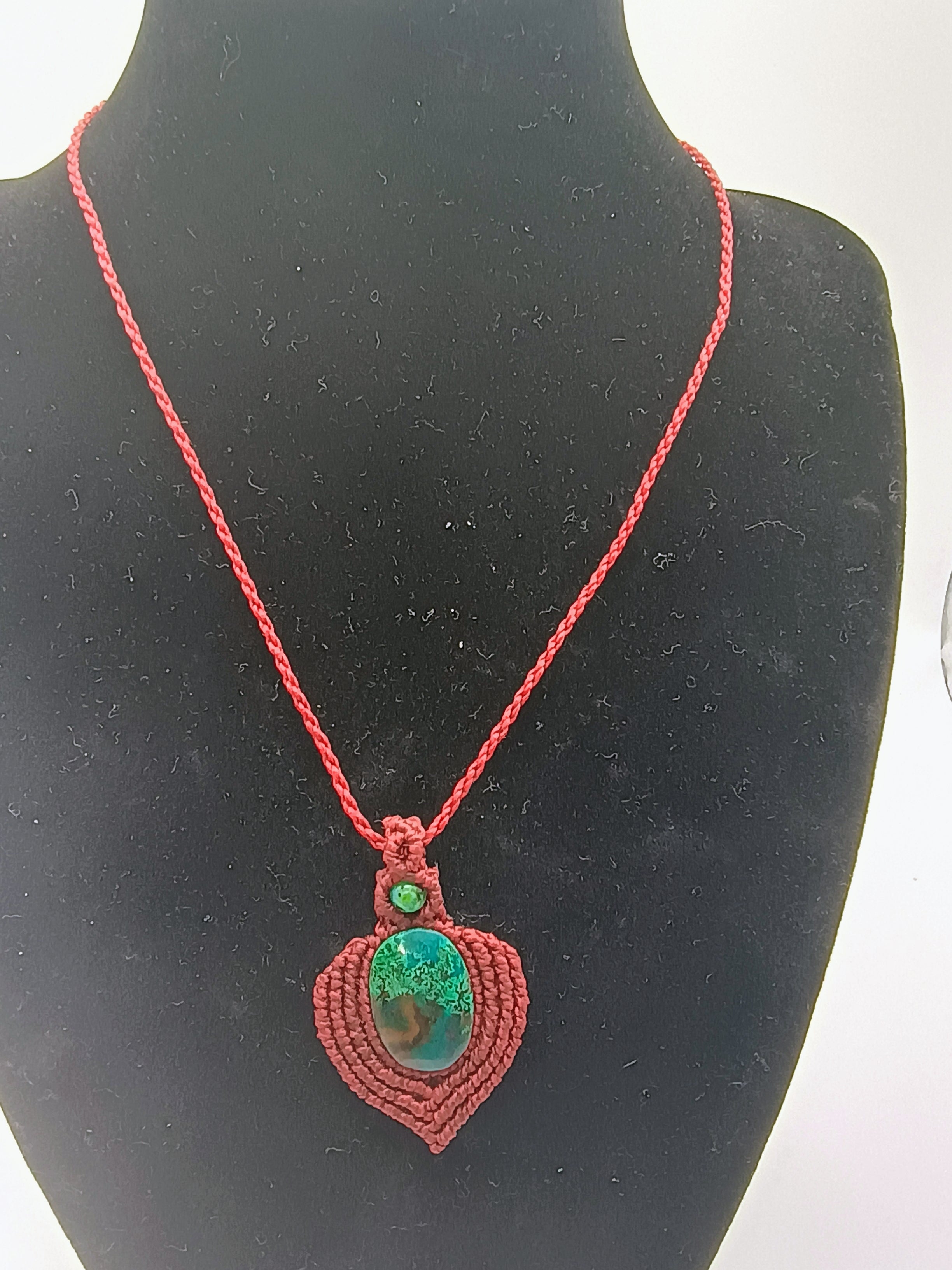 Handmade Macrame Necklace with Natural Stone, Unique