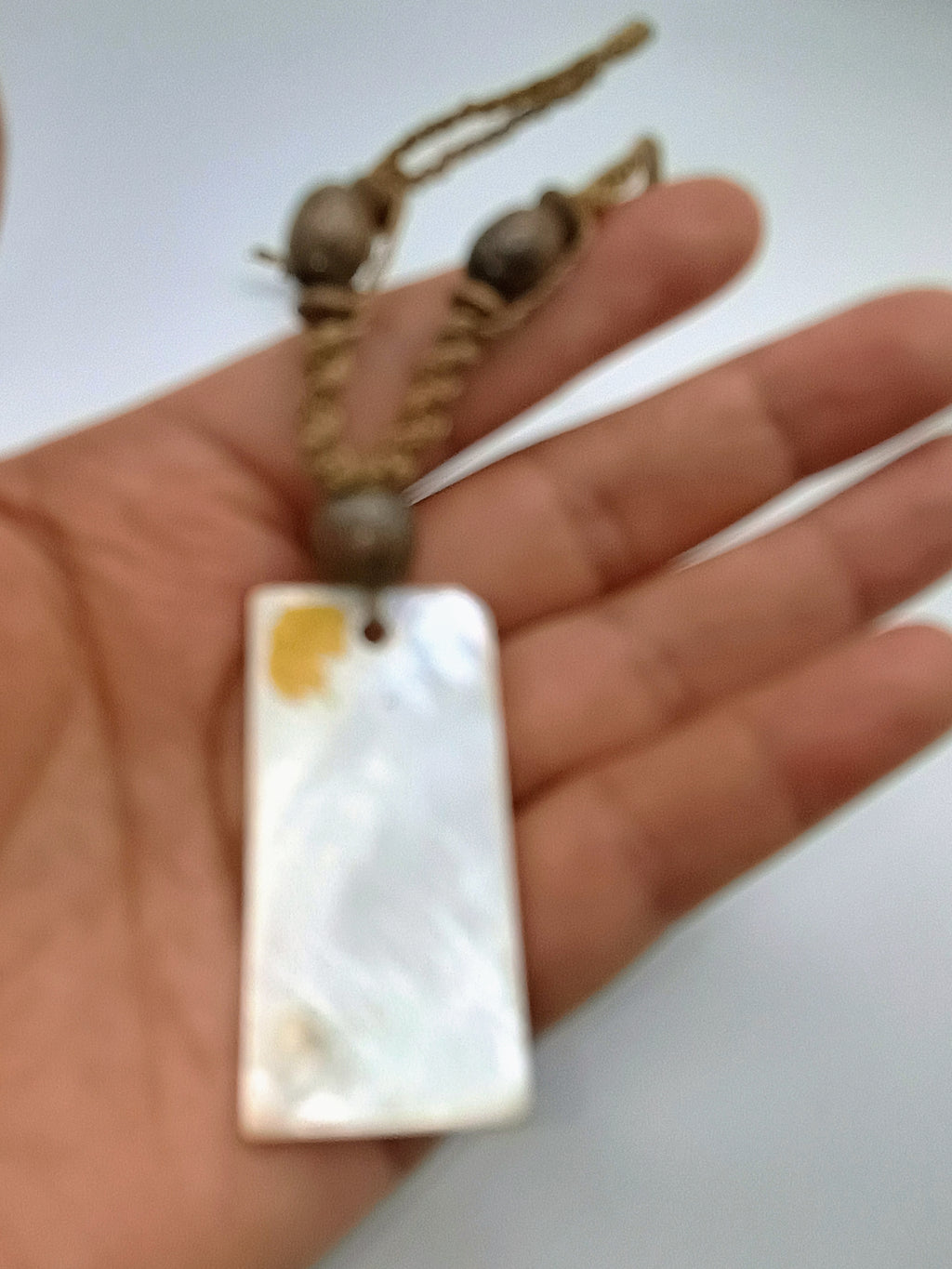 Handmade Mother-of-Pearl Pendant Macrame Necklace