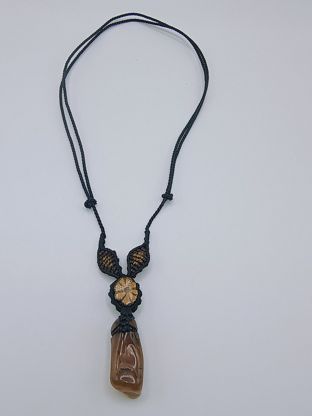 Handmade Macrame Necklace with Natural Stone and Ayahuasca Flower