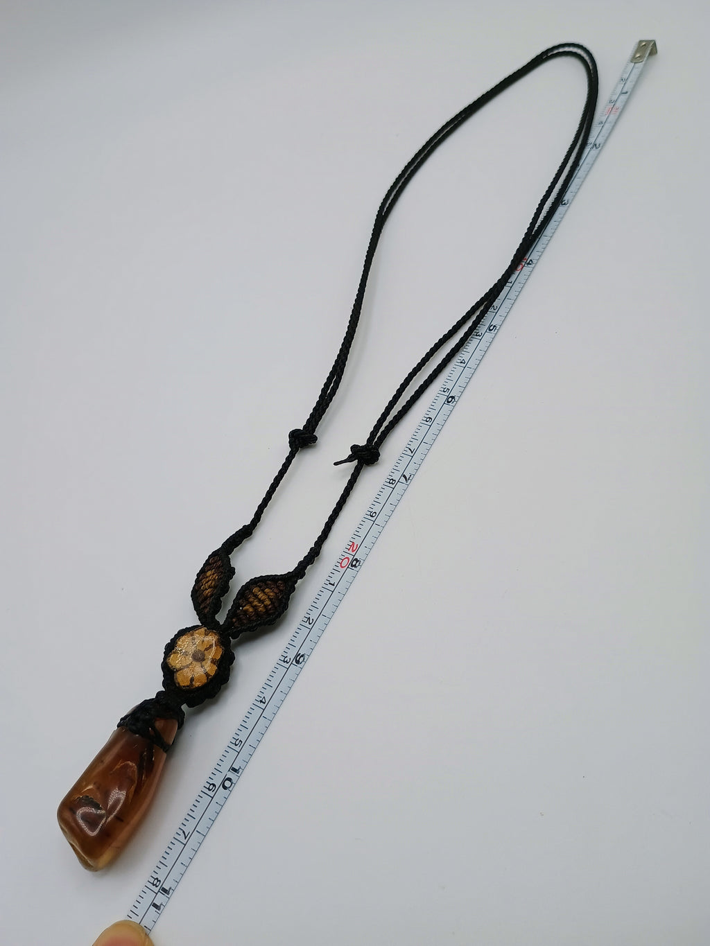 Handmade Macrame Necklace with Natural Stone and Ayahuasca Flower