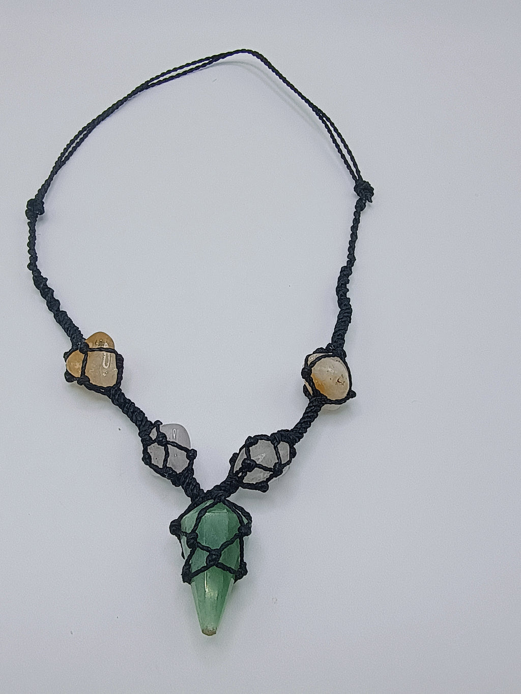 Handmade Macrame Necklace with Natural Serpentine Stone