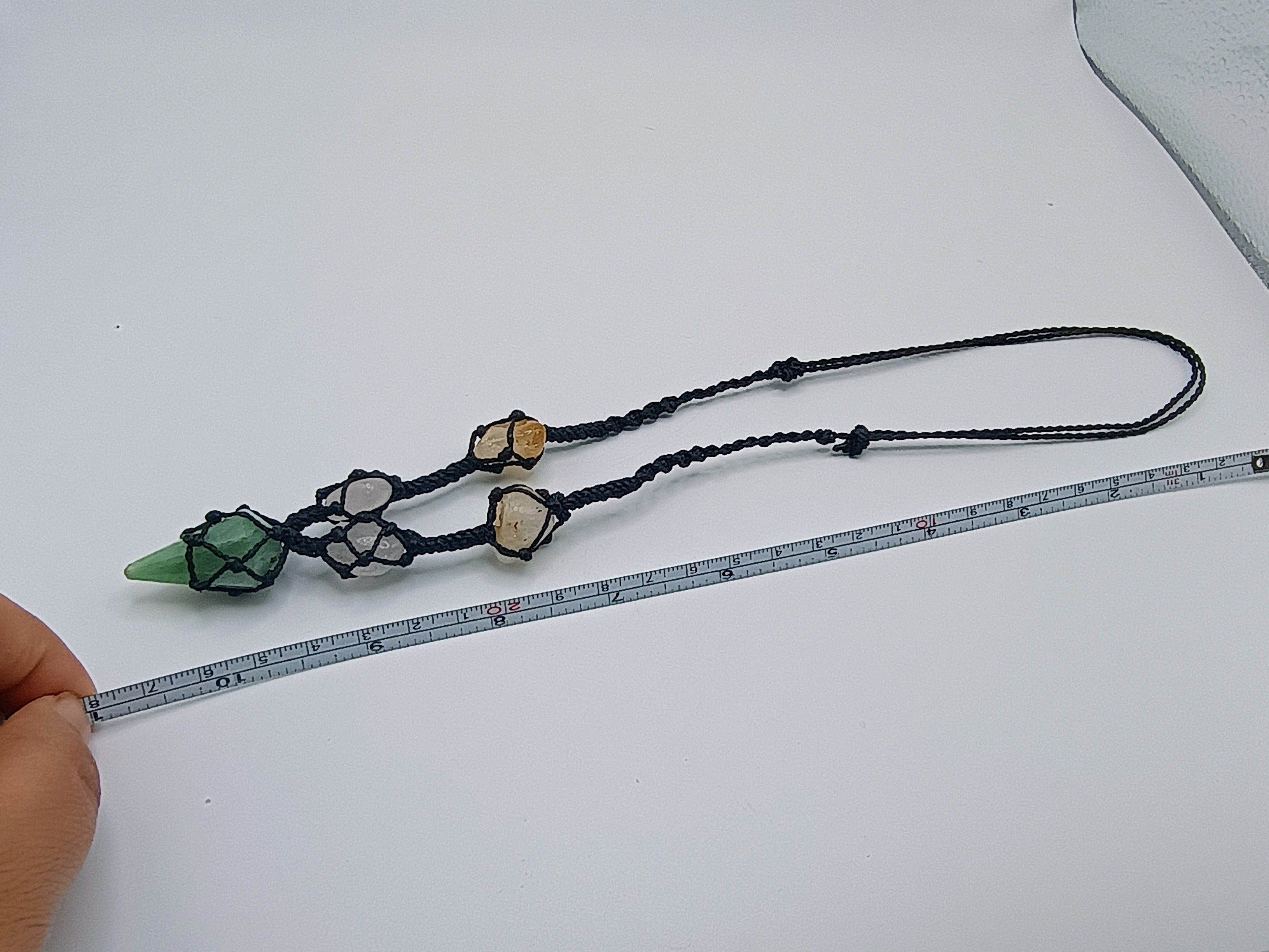 Handmade Macrame Necklace with Natural Serpentine Stone