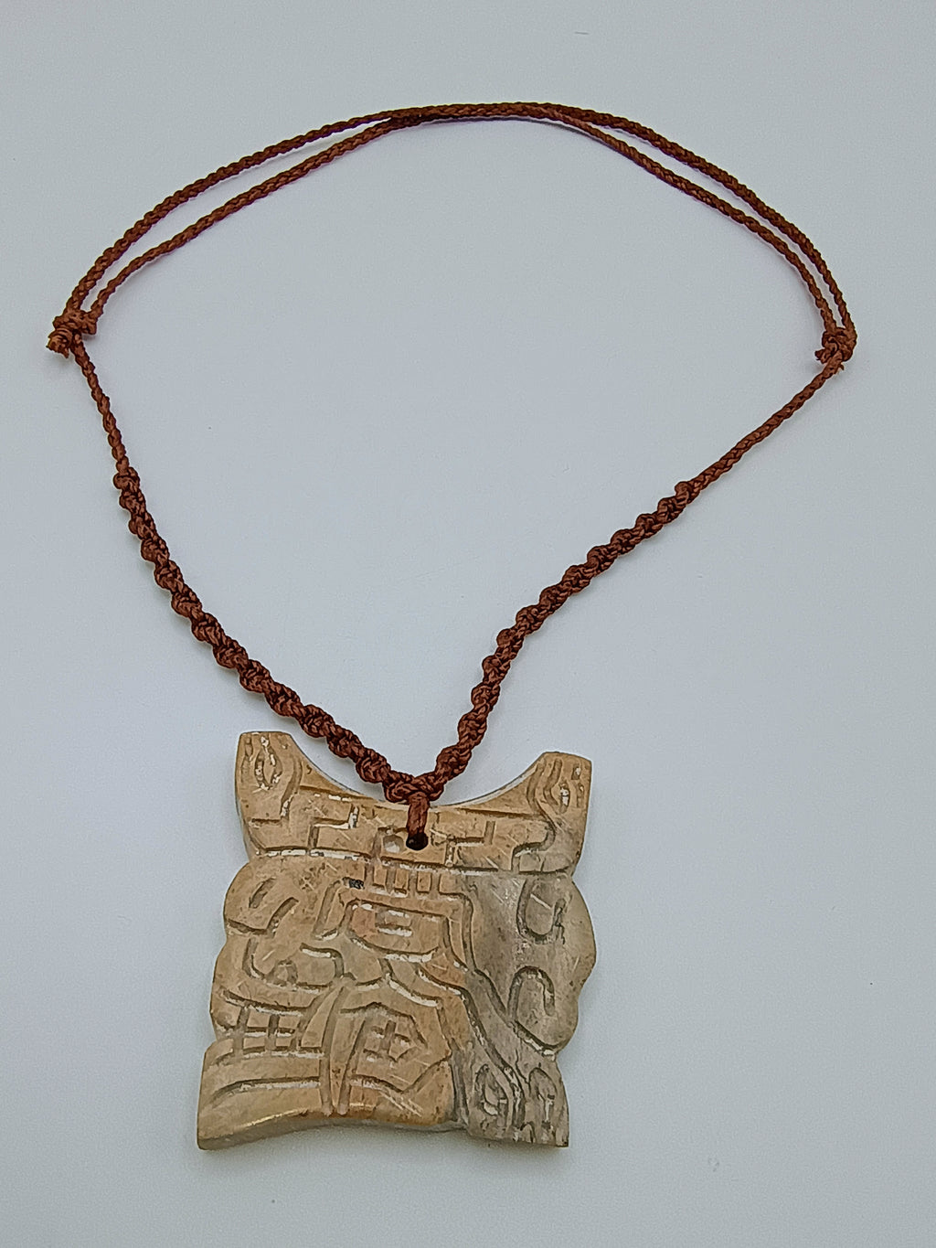 Unisex Necklace Woven Macrame Thread Natural Stone