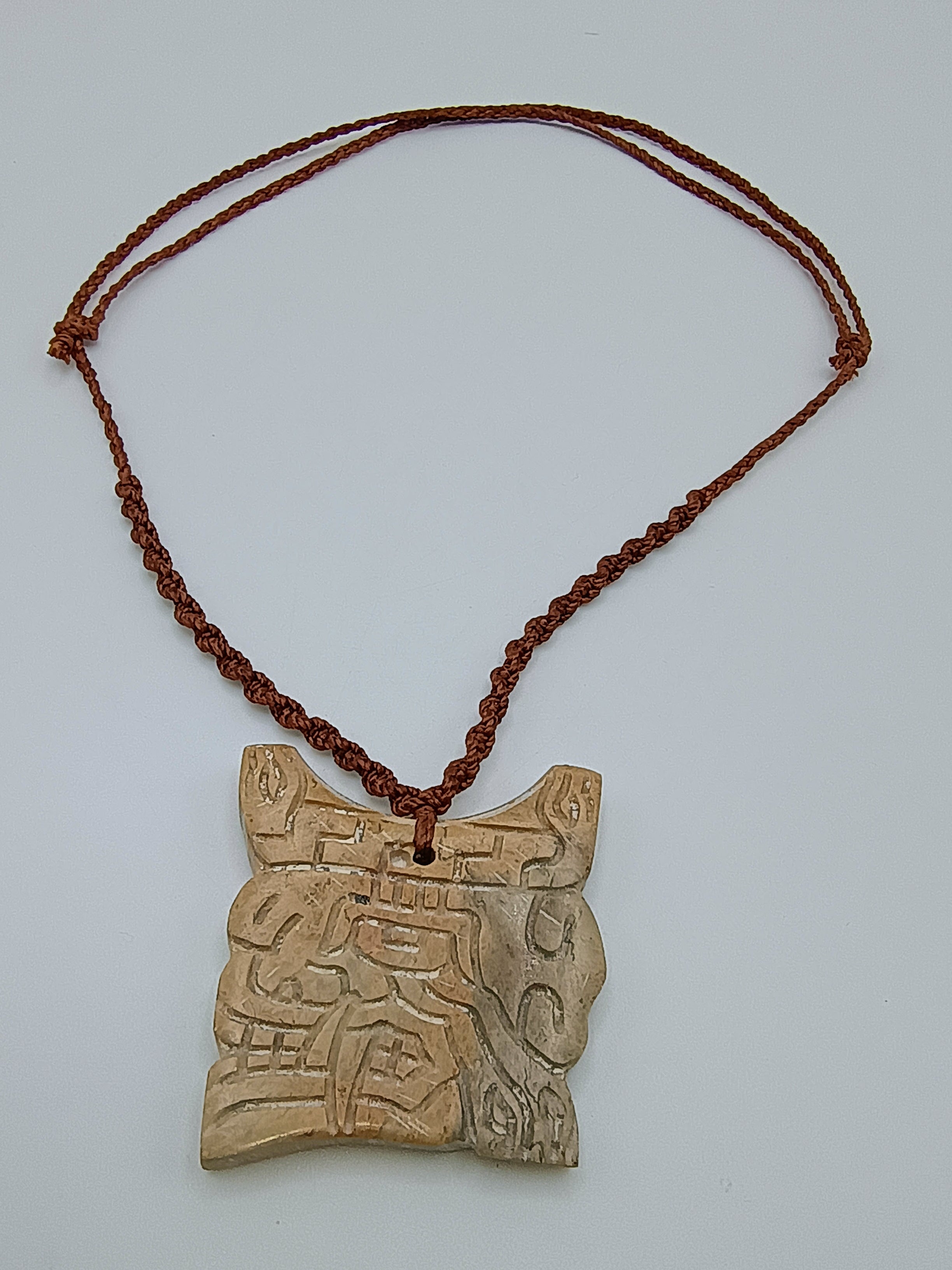 Unisex Necklace Woven Macrame Thread Natural Stone