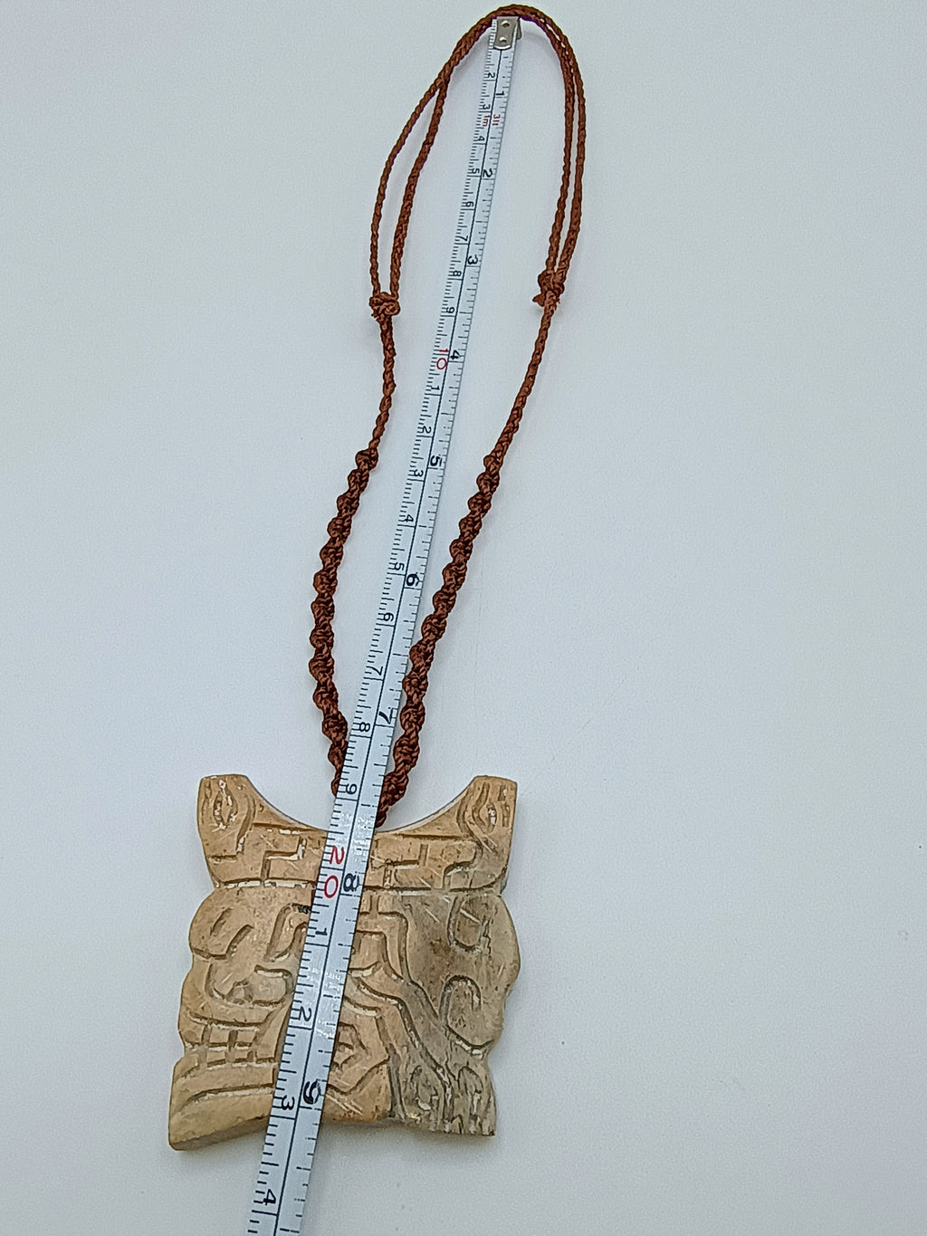 Unisex Necklace Woven Macrame Thread Natural Stone