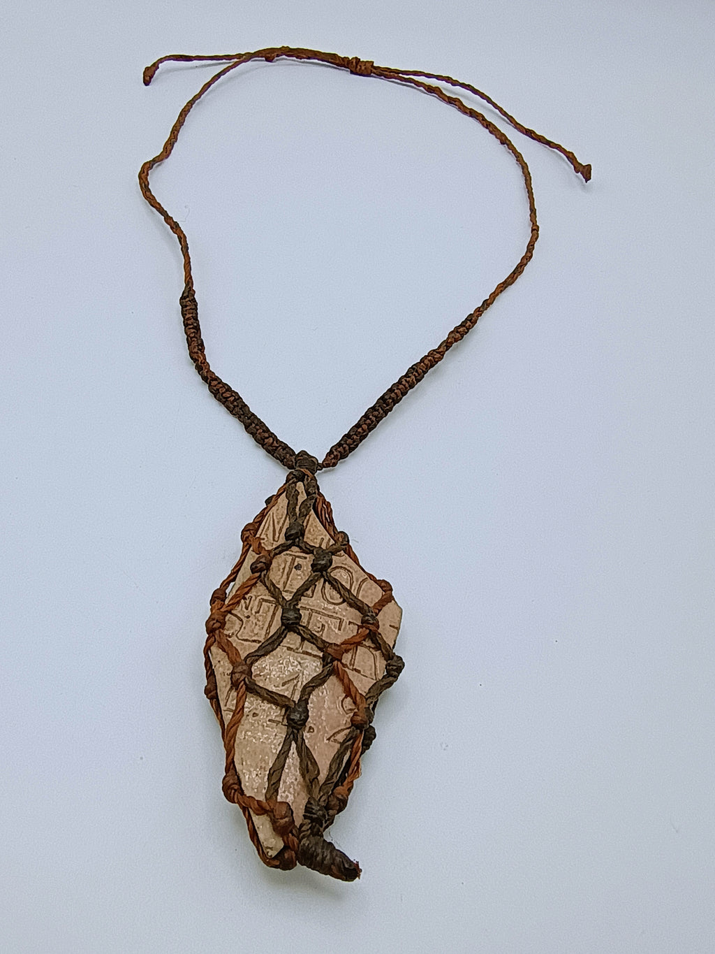 Handmade Macrame Stone Necklace, Unisex Artisan Pendant