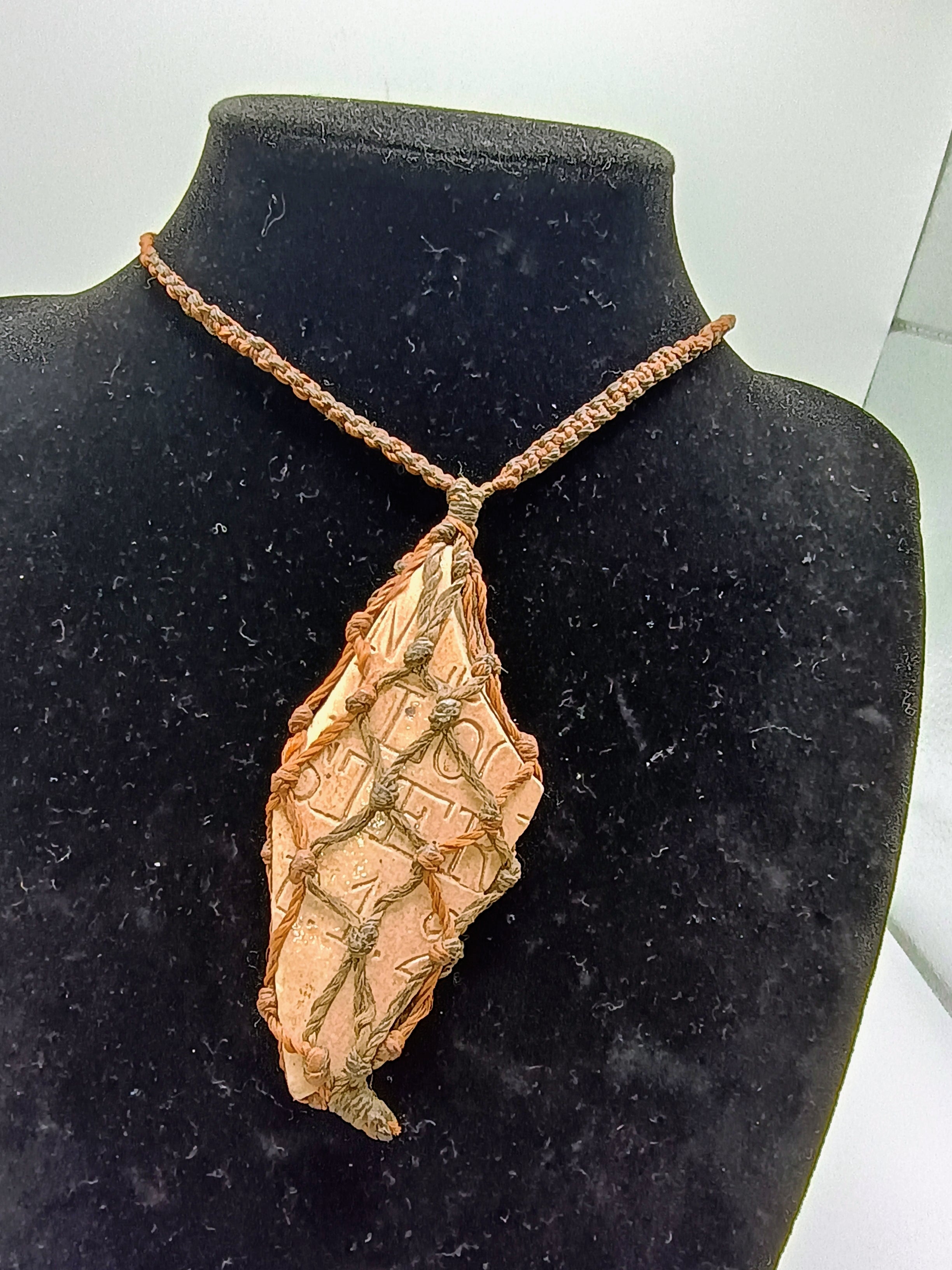 Handmade Macrame Stone Necklace, Unisex Artisan Pendant