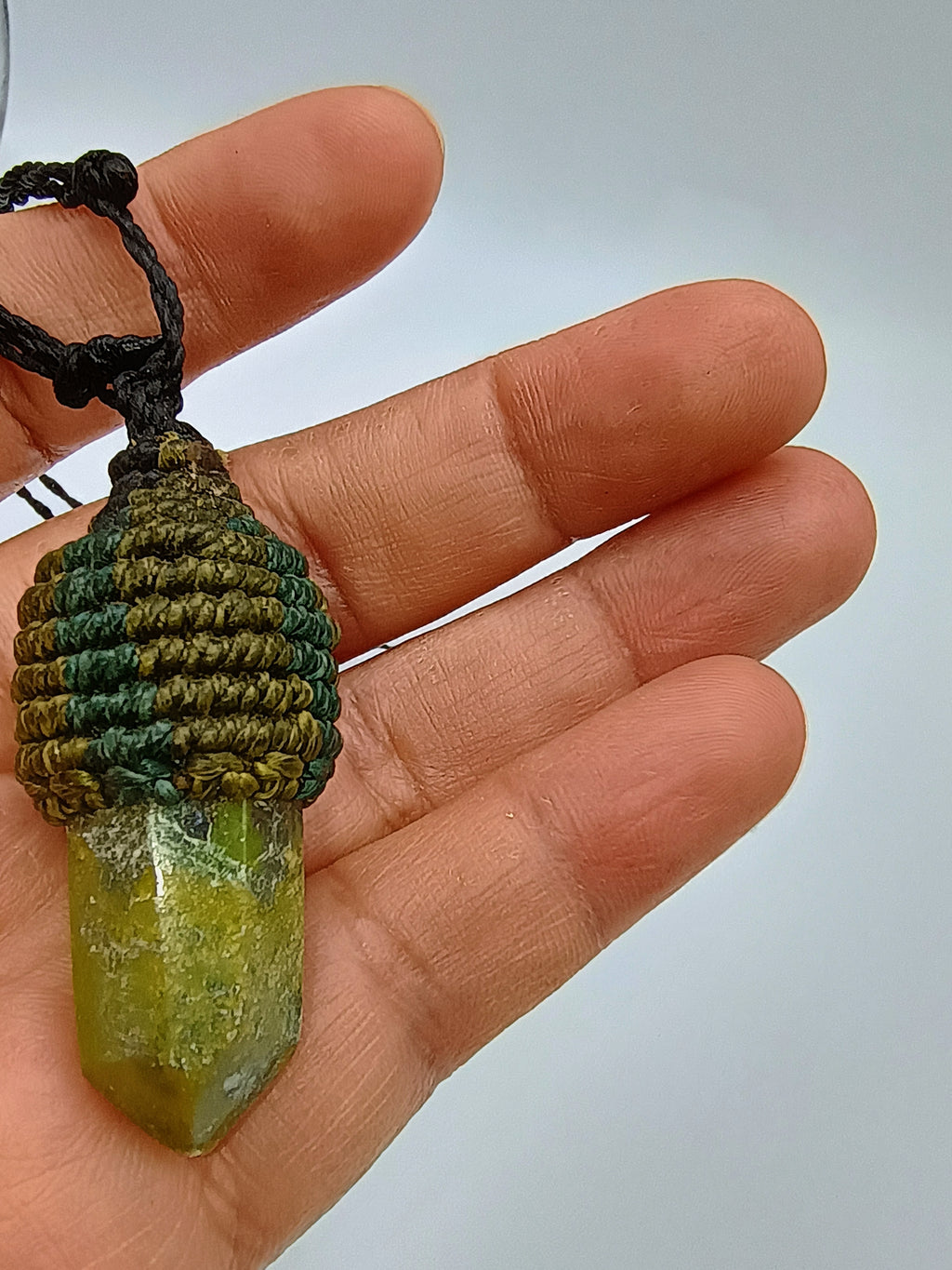 Handmade Serpentine Necklace, Artisan Pendant, Natural Stone