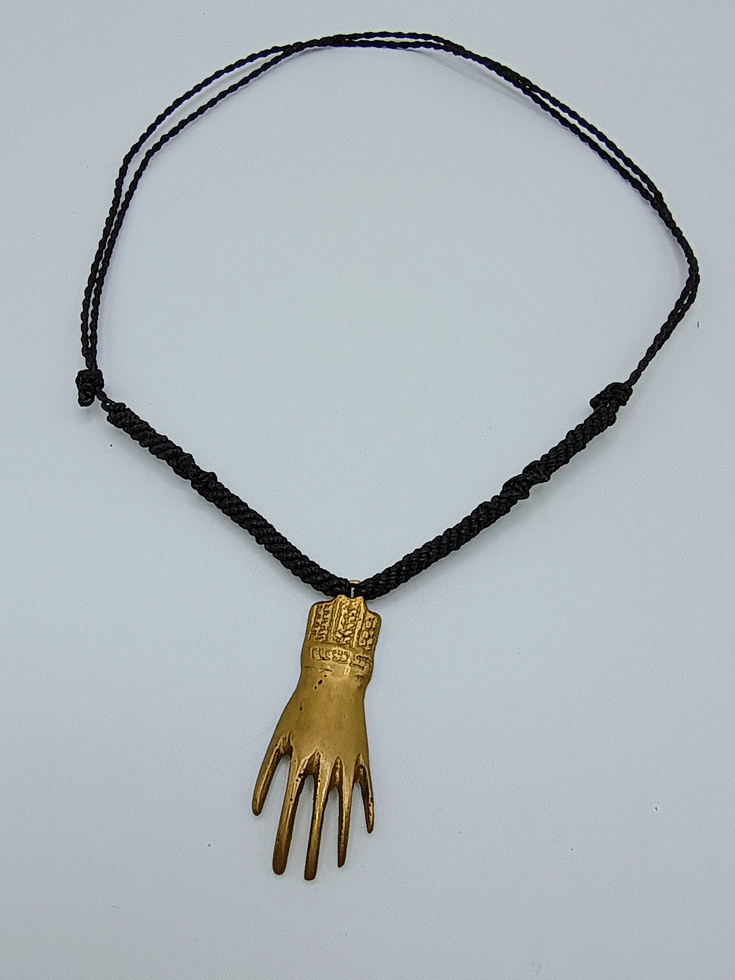Shamanic Hand Necklace, Powerful Bronze Protective Amulet, Handmade
