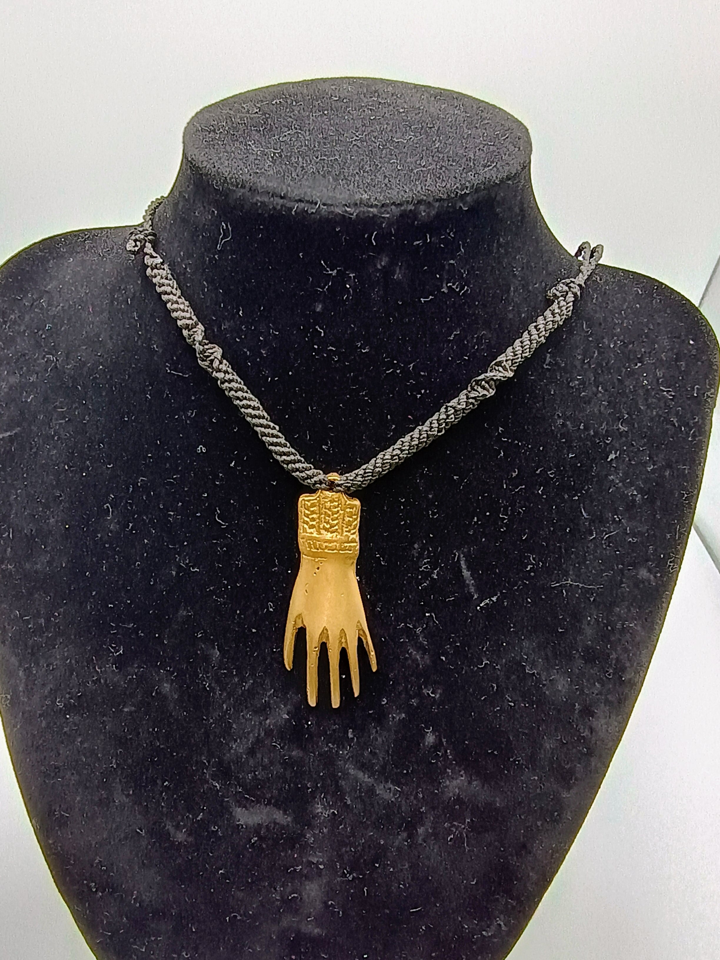 Shamanic Hand Necklace, Powerful Bronze Protective Amulet, Handmade