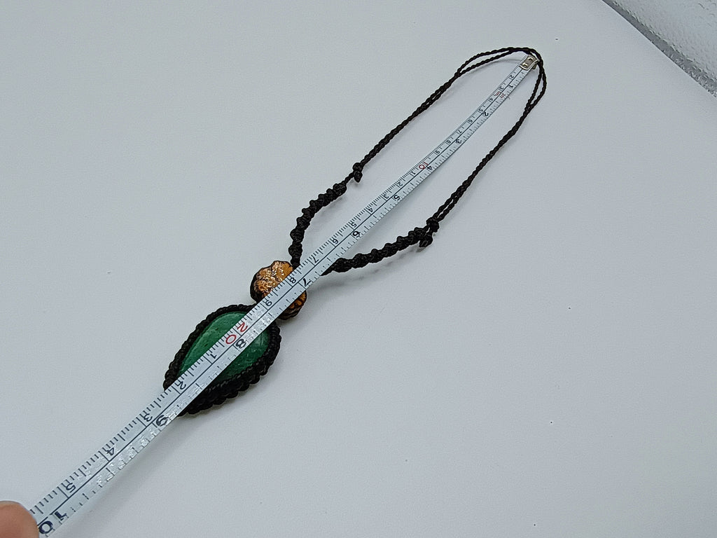 Handmade Macrame Necklace with Serpentine Flower and Ayahuasca