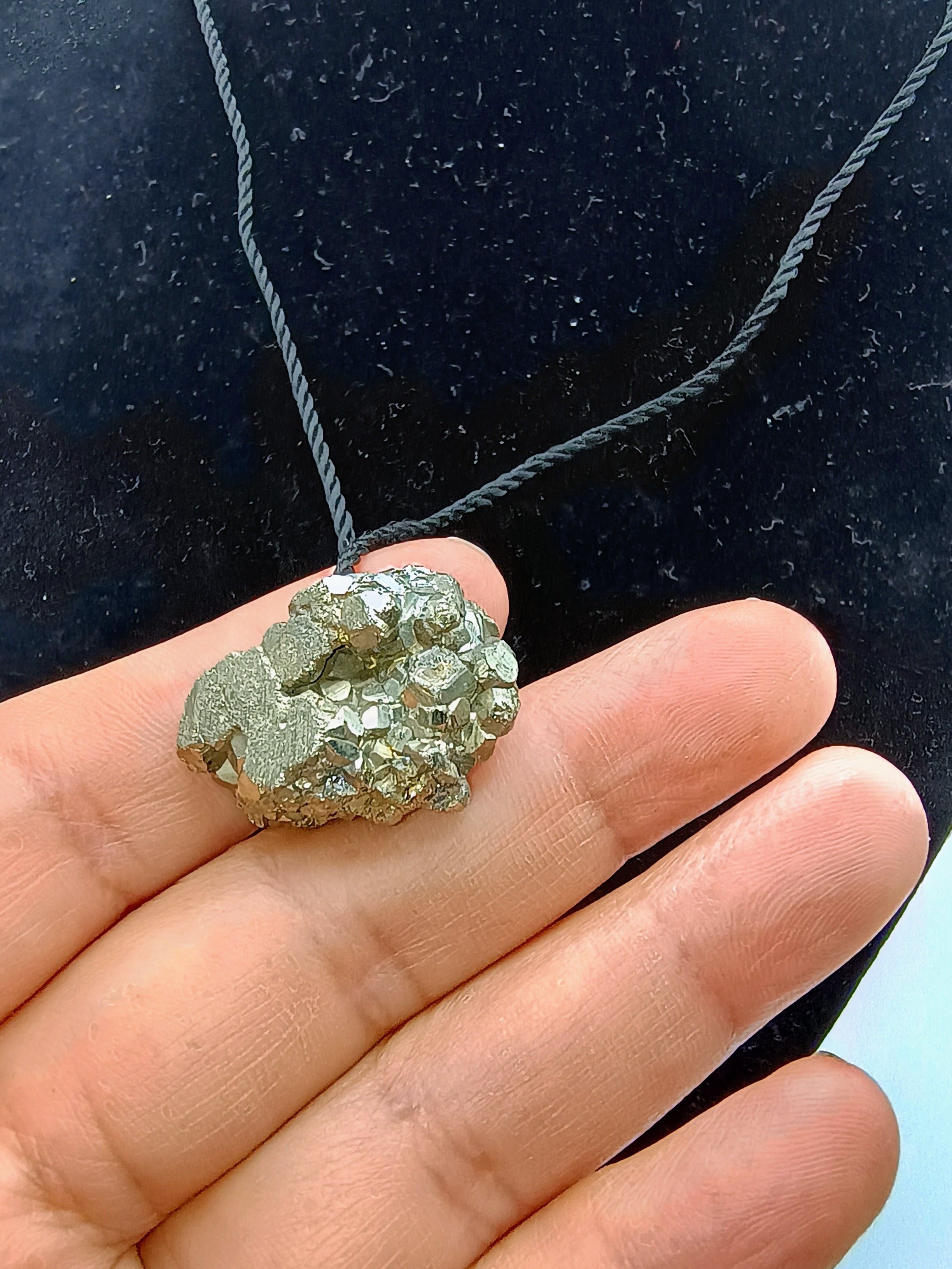 Handmade Natural Pyrite Pendant Necklace Spiritual Amulet