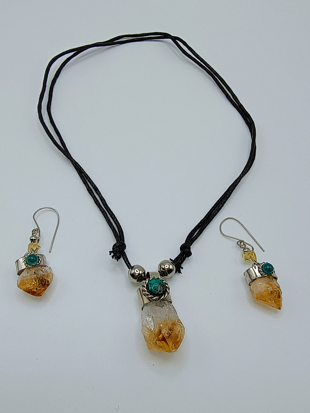 Handmade Necklace and Earrings Set with Natural Citrine Stone