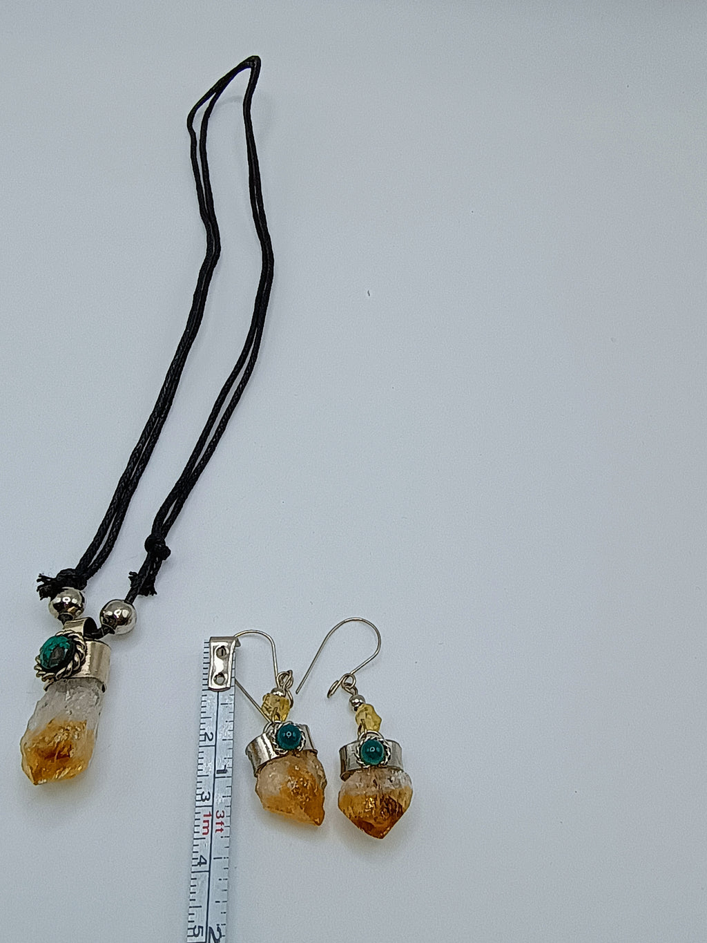 Handmade Necklace and Earrings Set with Natural Citrine Stone